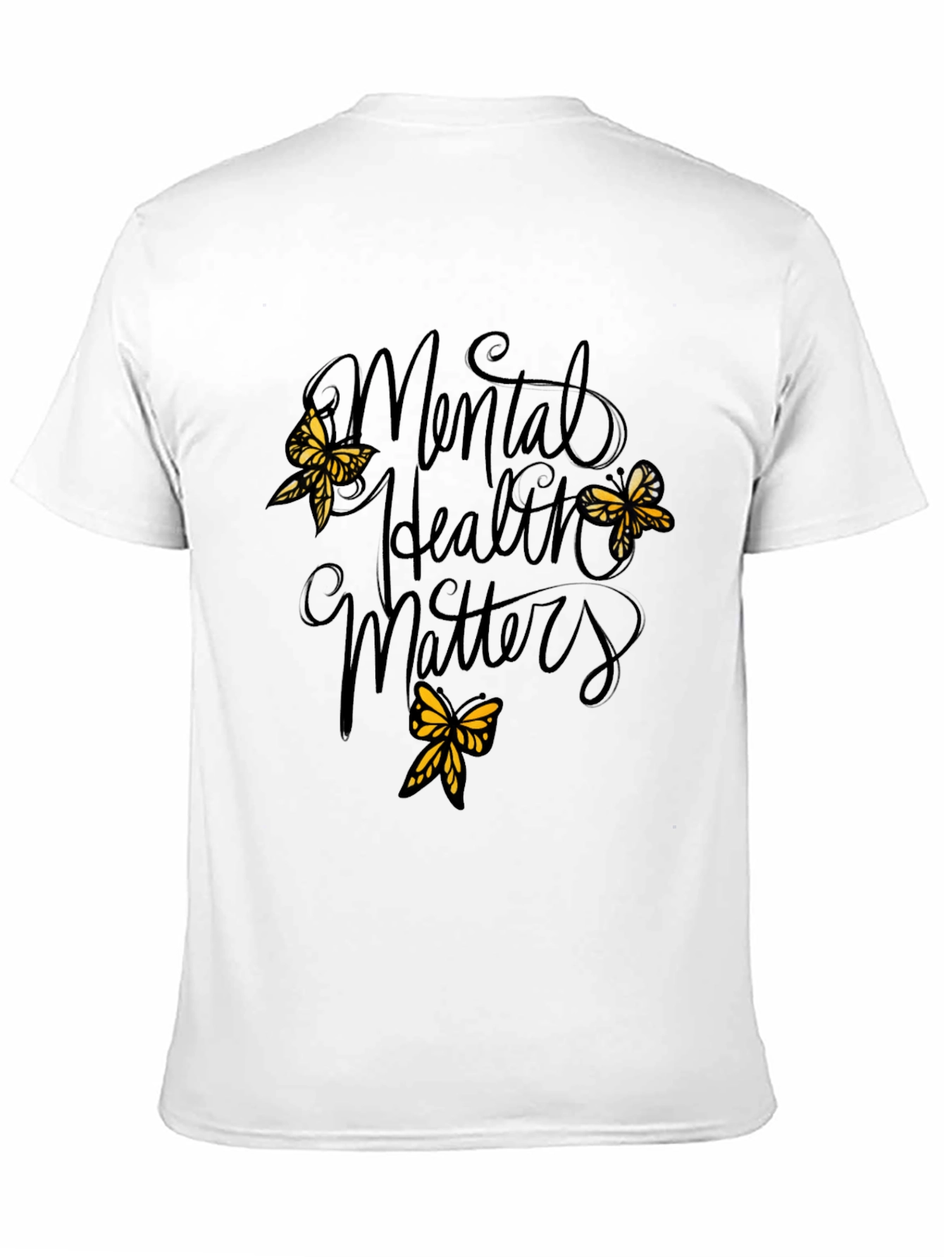 Mental Health Matters Black Tee with Butterflies