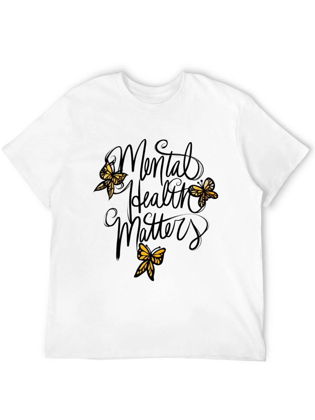 Mental Health Matters Black Tee with Butterflies
