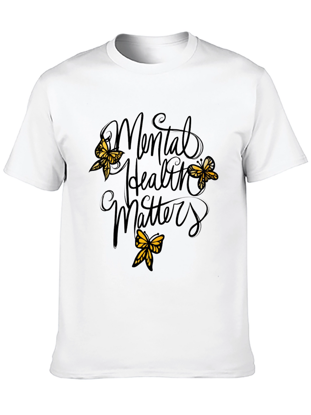 Mental Health Matters Black Tee with Butterflies
