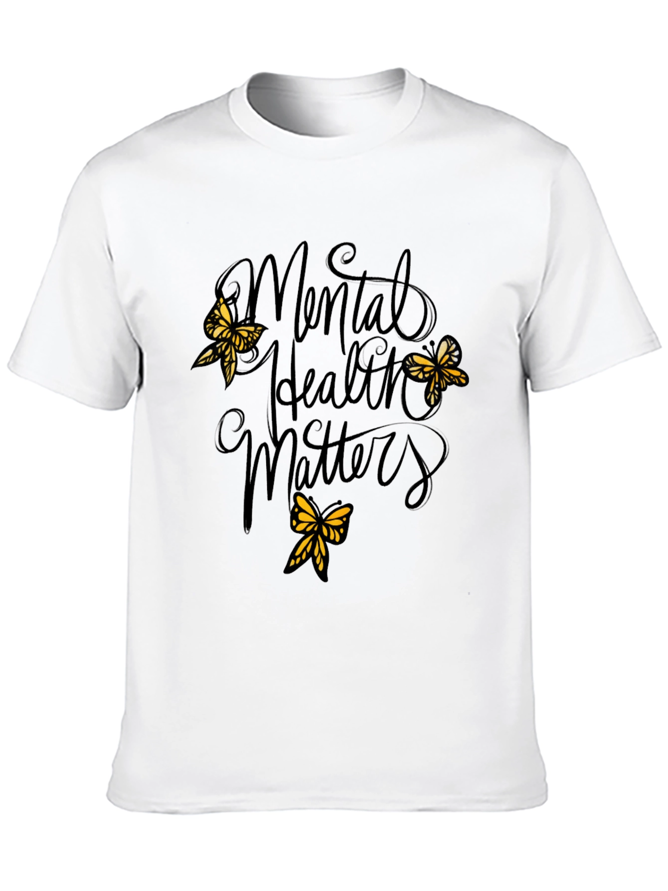 Mental Health Matters Black Tee with Butterflies