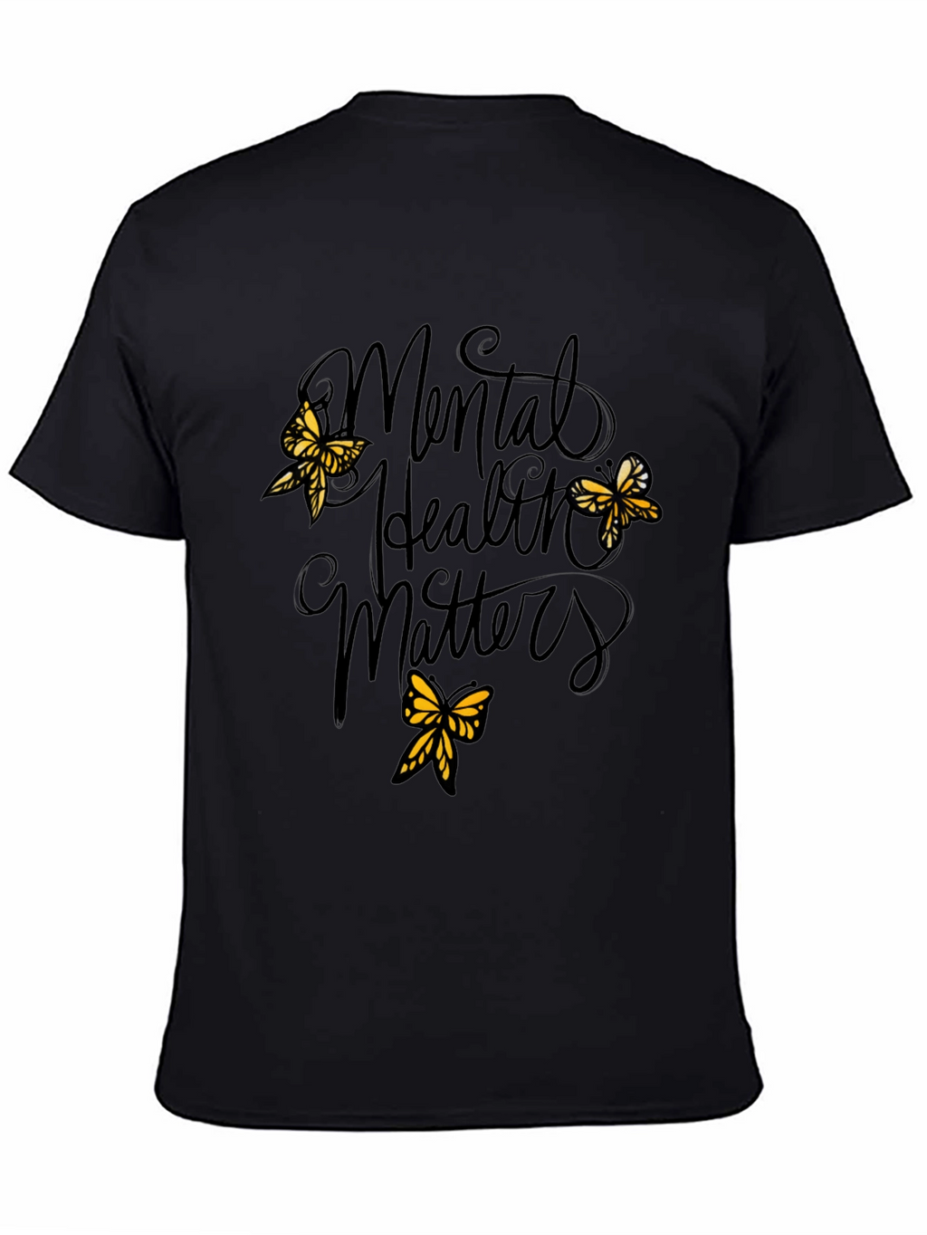 Mental Health Matters Black Tee with Butterflies
