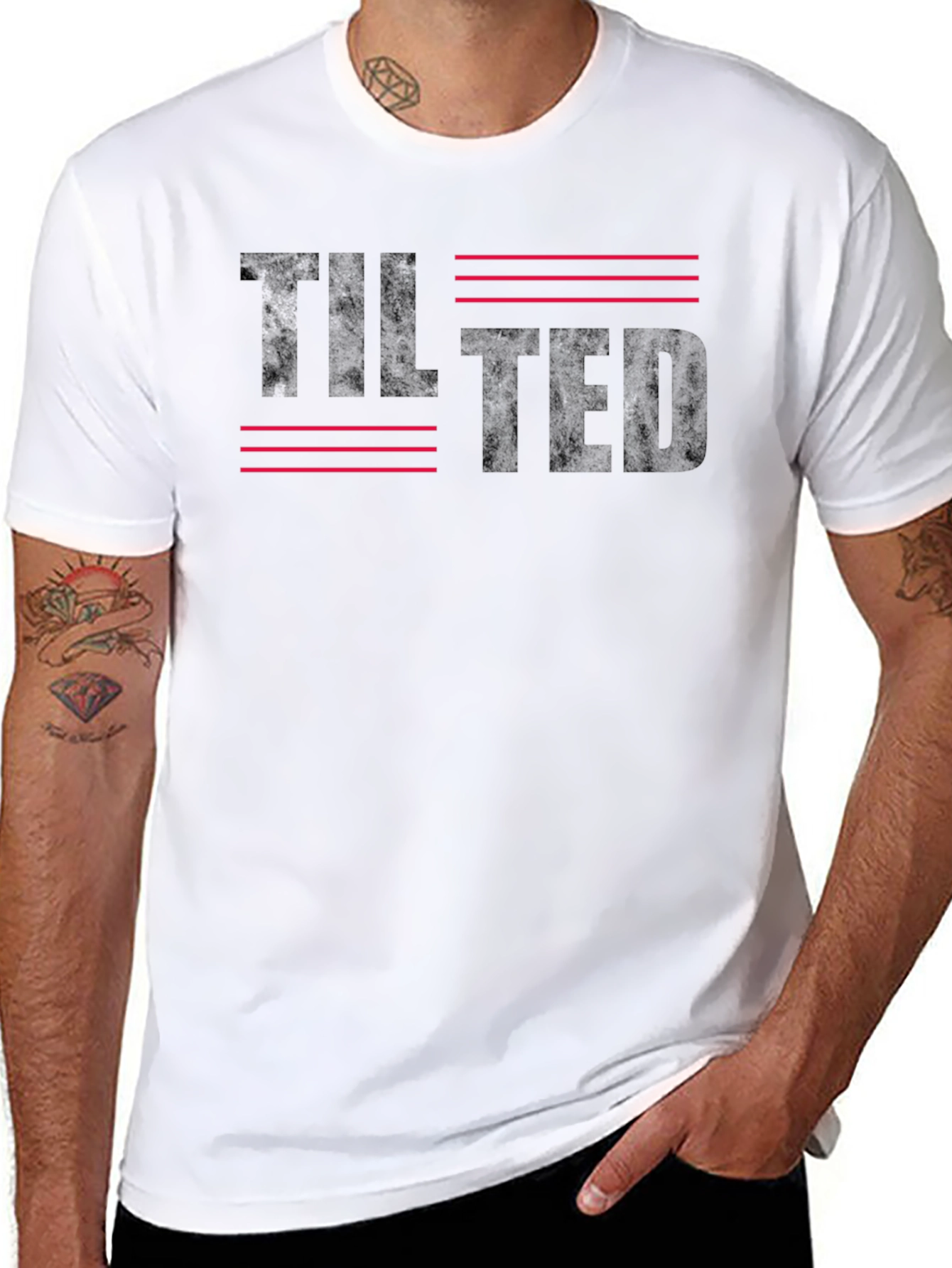 Tilted Graphic Print Black Casual T-Shirt
