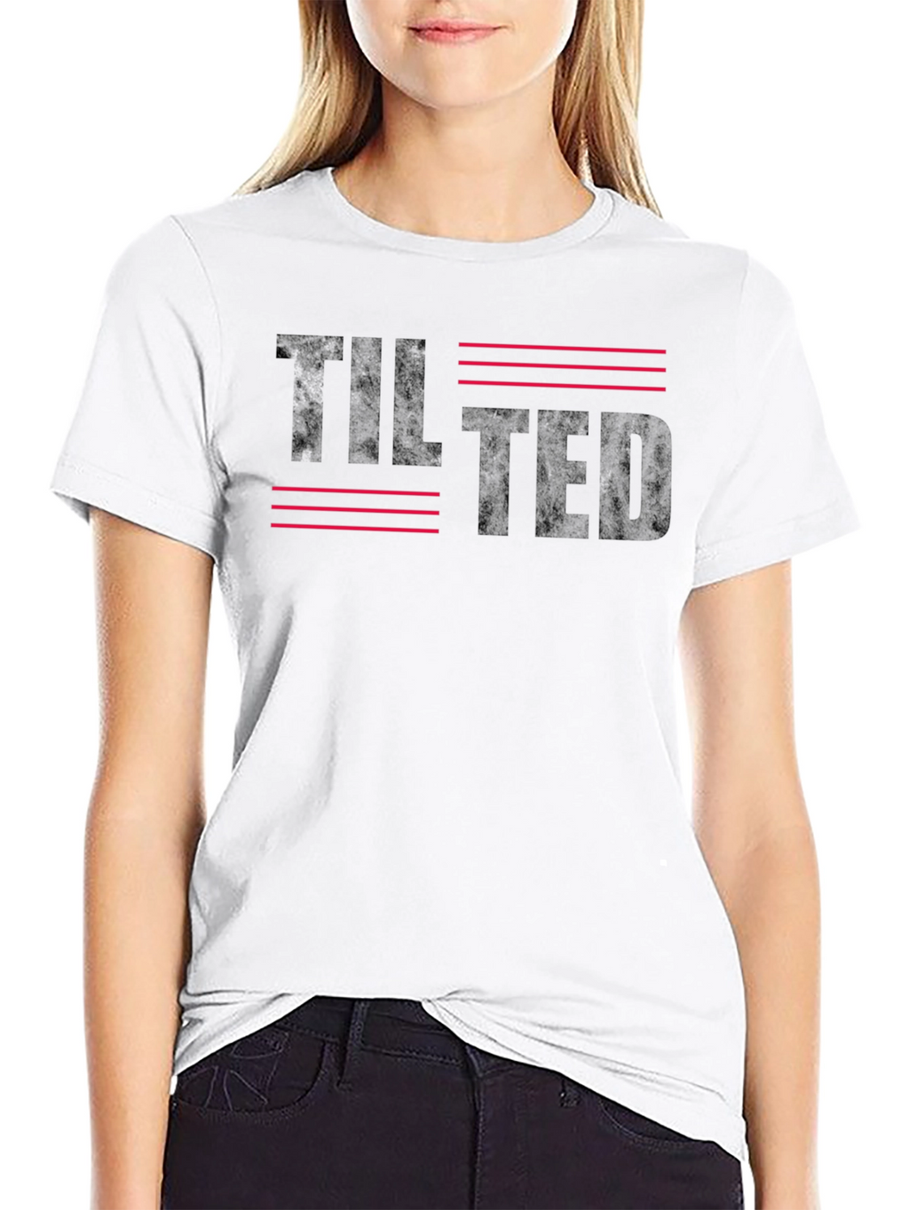 Tilted Graphic Print Black Casual T-Shirt