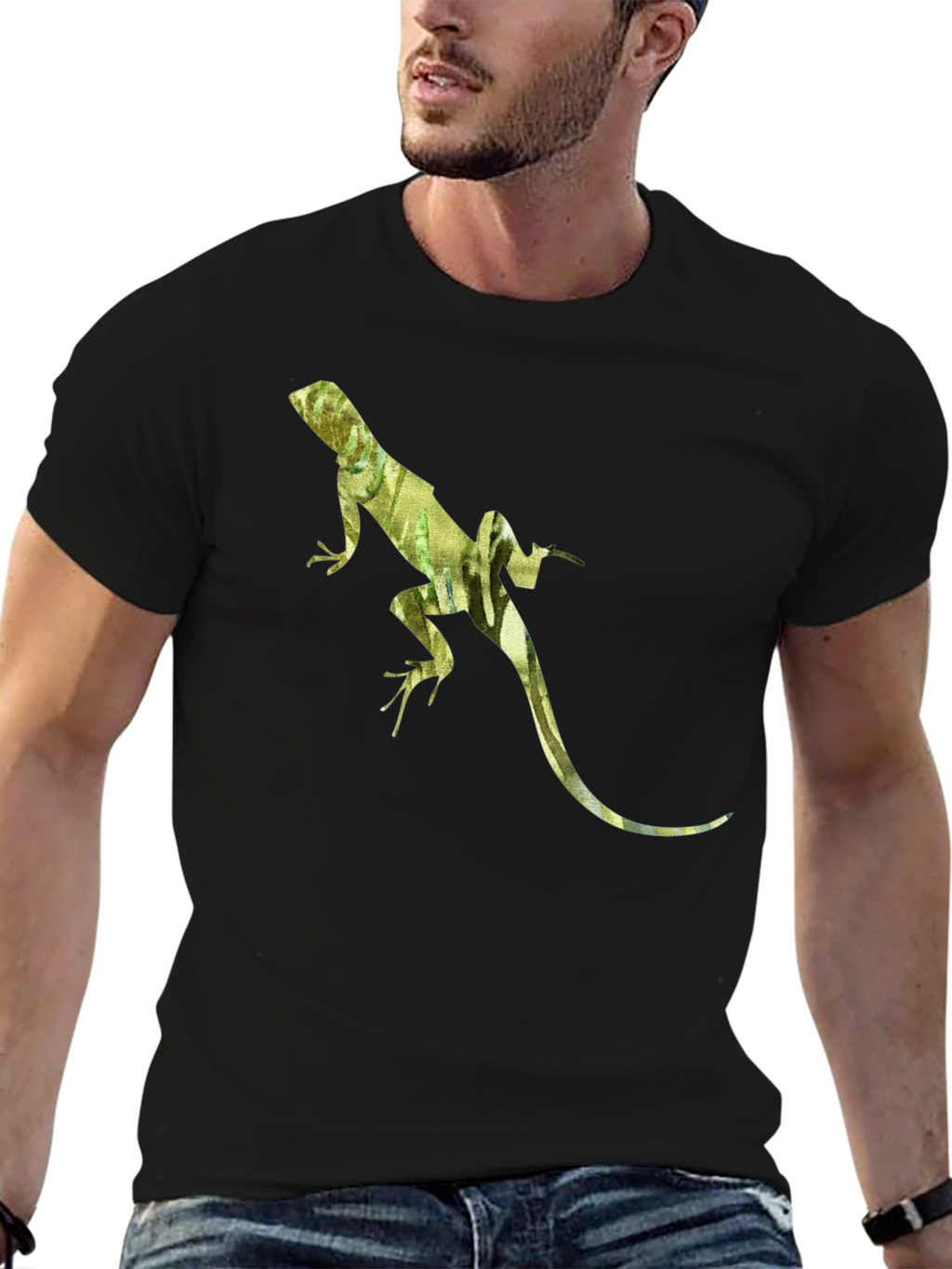 Lizard Print Black T-Shirt
