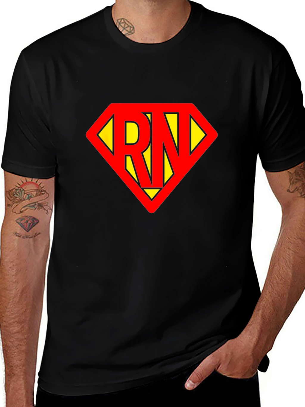 RN Superhero T-Shirt - Black Cotton Tee