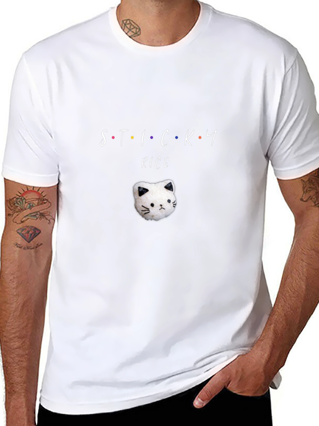 Sticky Rice Cat T-Shirt - Cute Foodie Tee