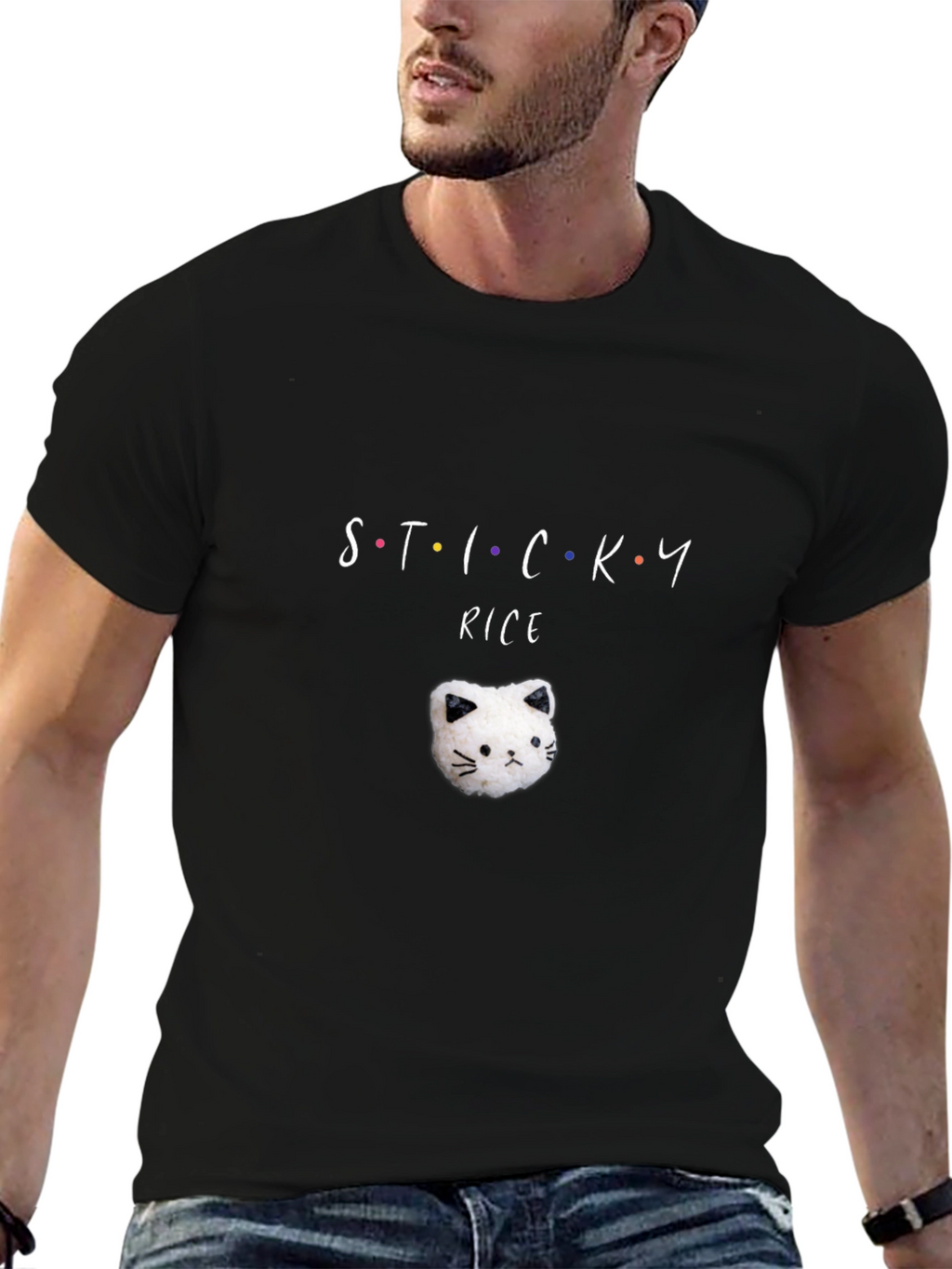 Sticky Rice Cat T-Shirt - Cute Foodie Tee
