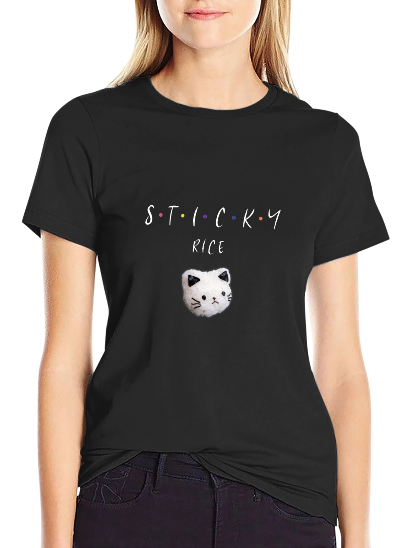 Sticky Rice Cat T-Shirt - Cute Foodie Tee