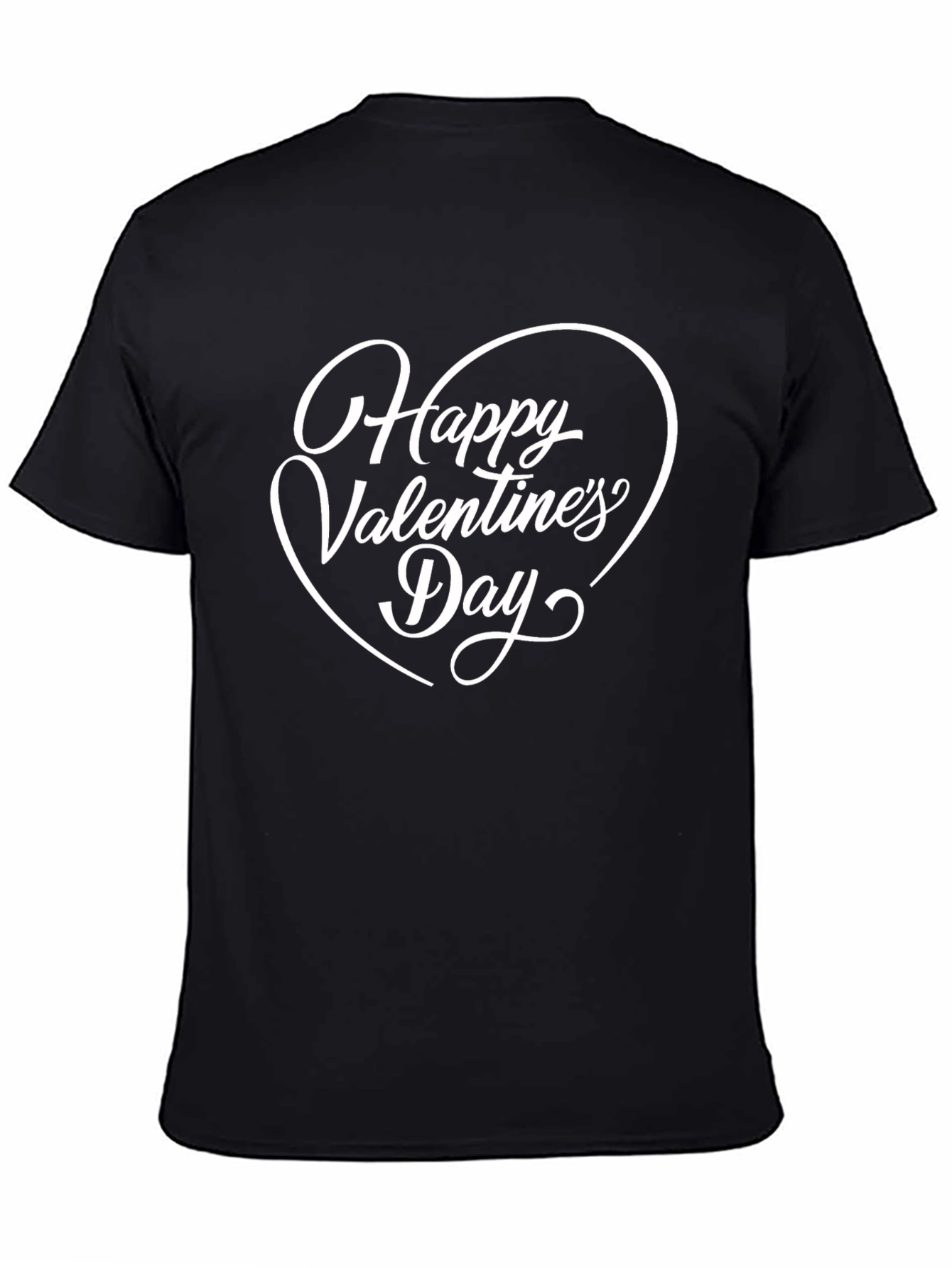 Happy Valentines Day Black Graphic T-Shirt