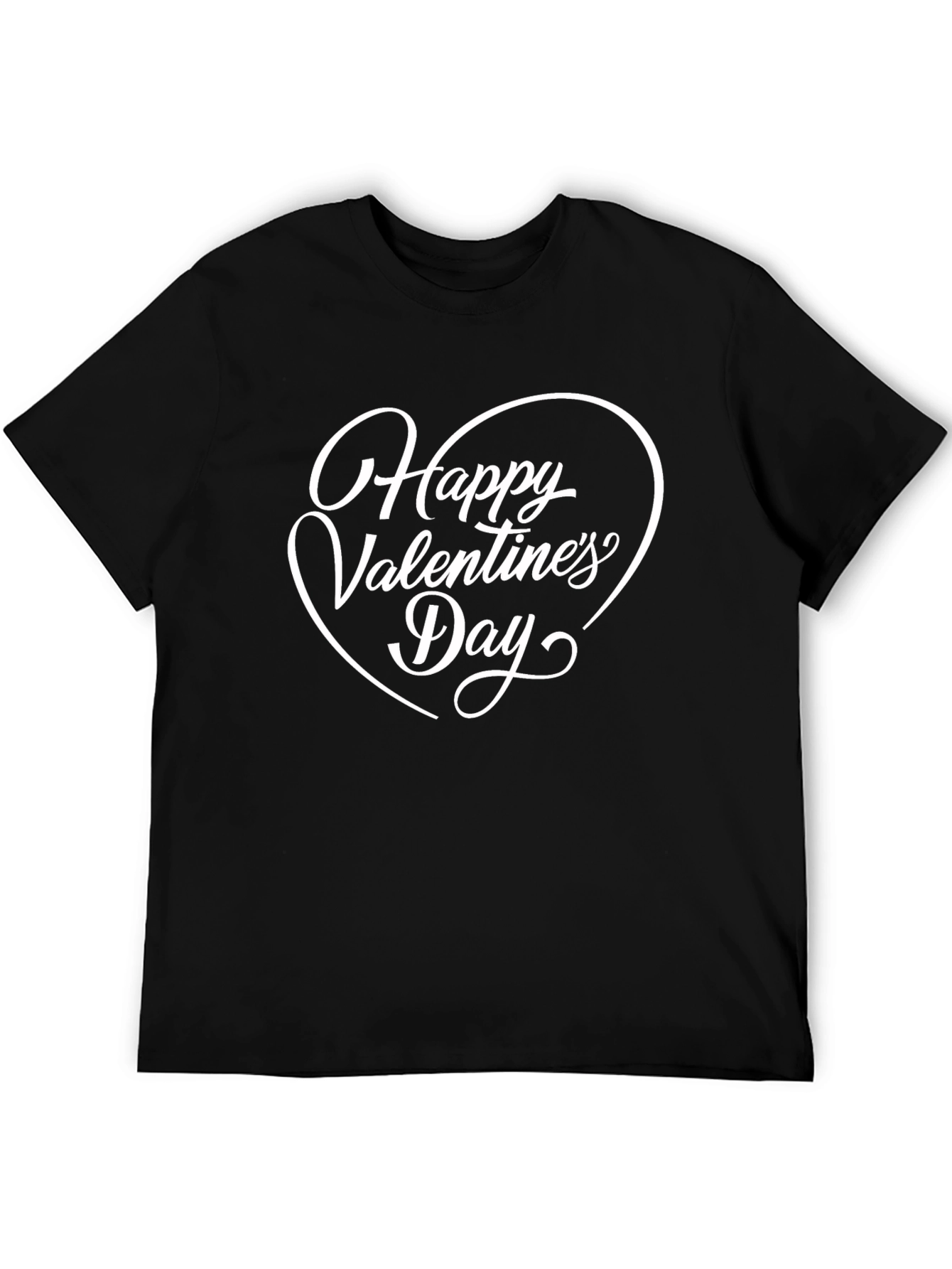 Happy Valentines Day Black Graphic T-Shirt