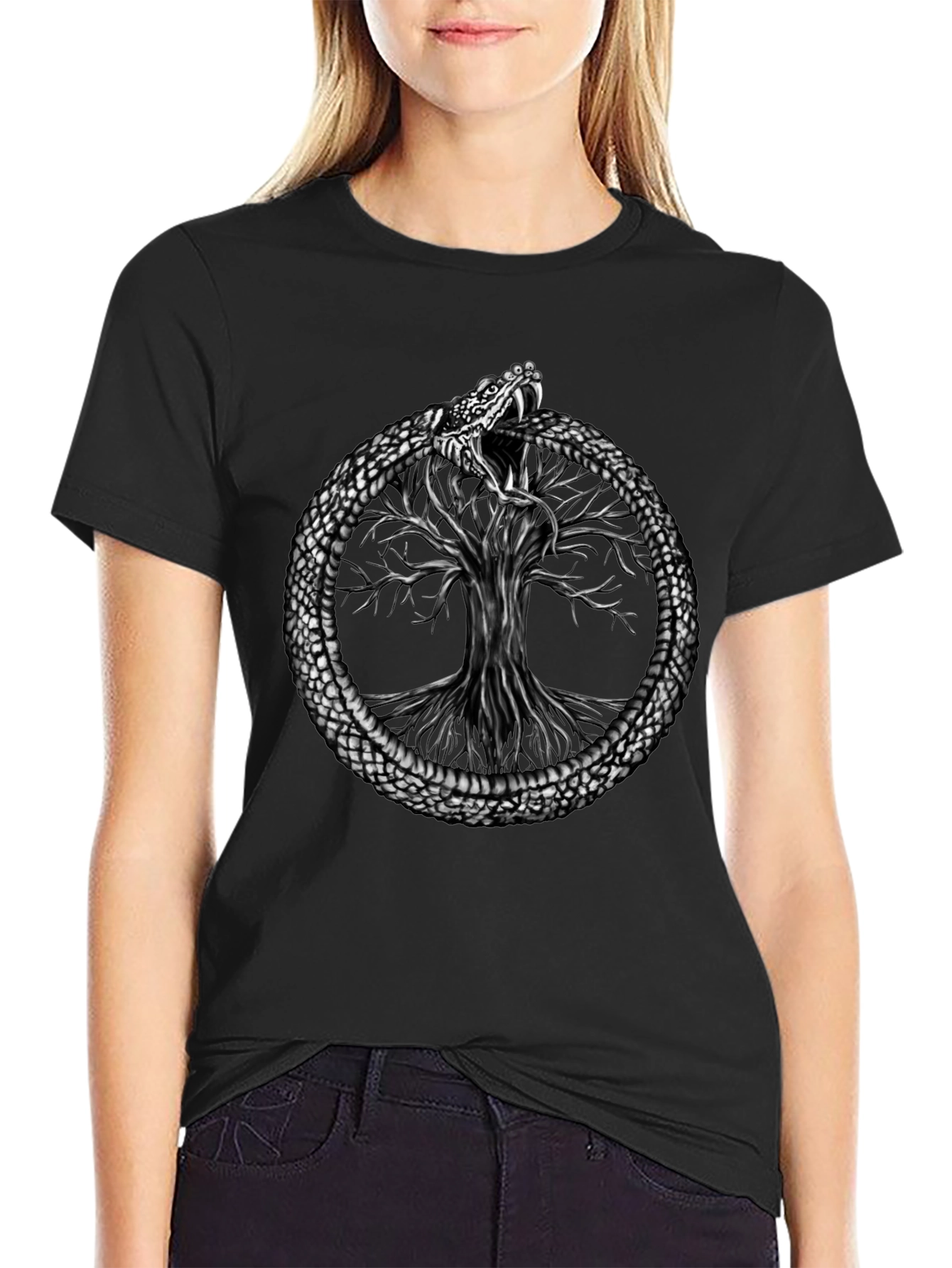 Ouroboros Snake Tree of Life Graphic Tee