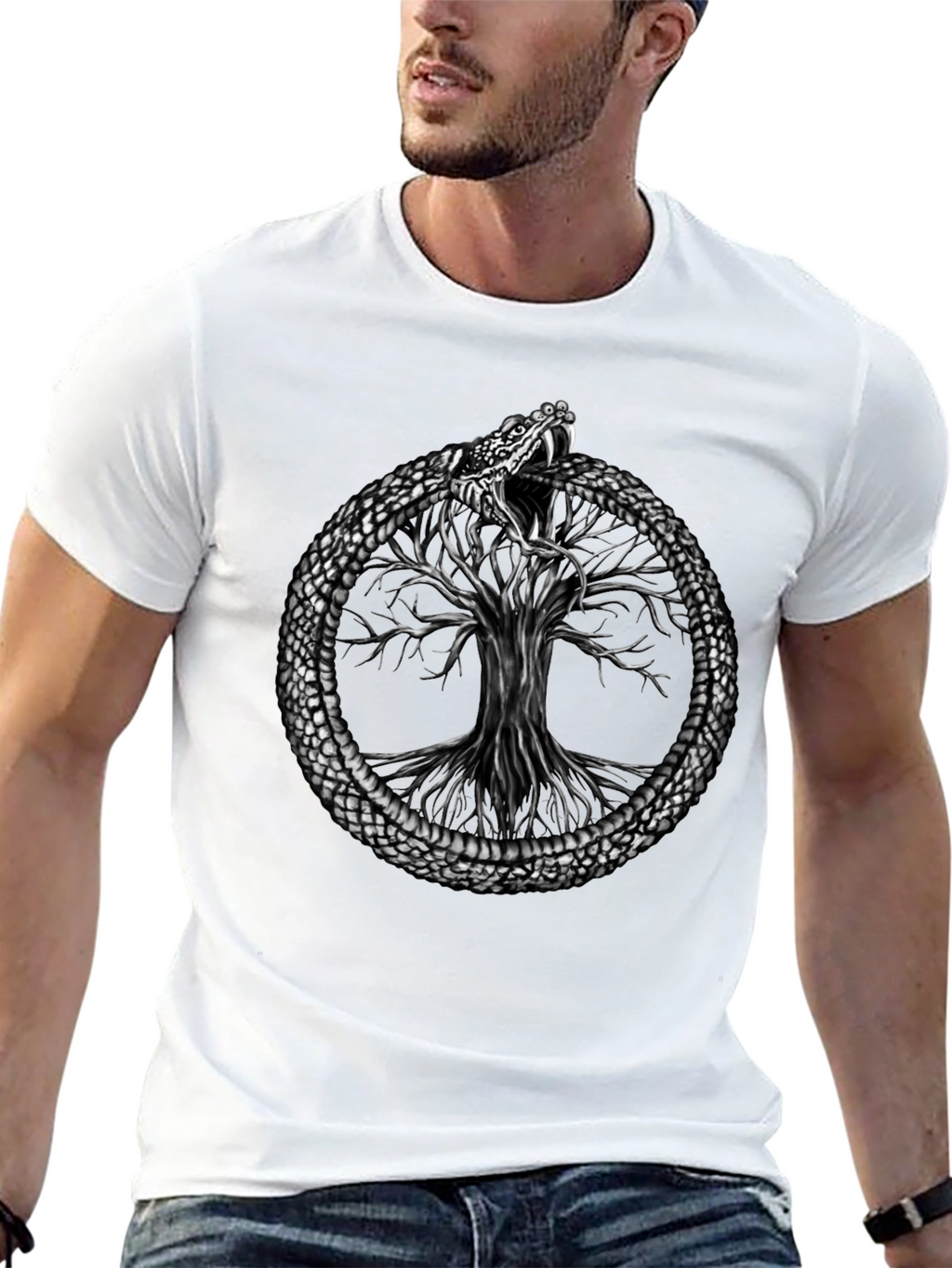 Ouroboros Snake Tree of Life Graphic Tee