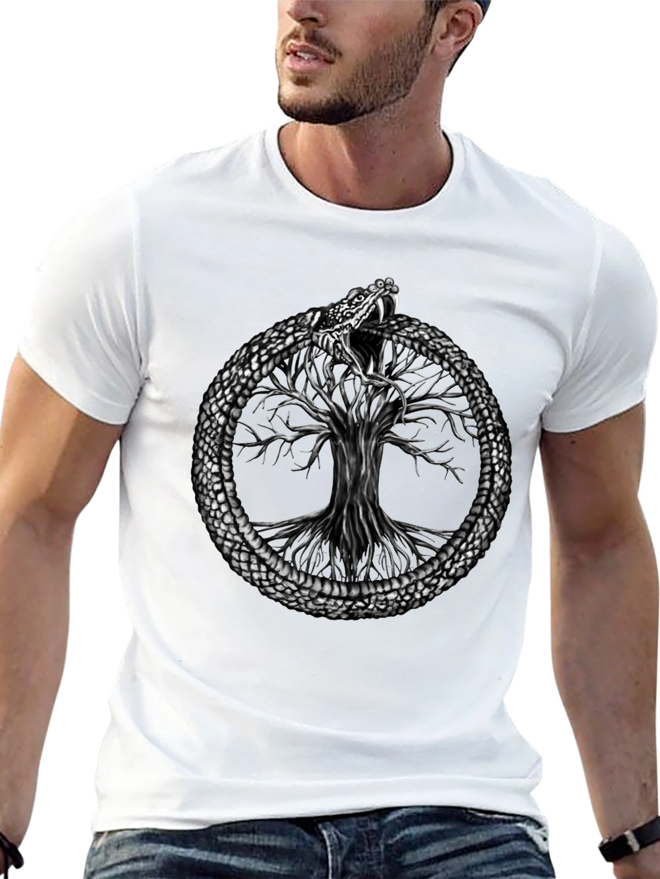 Ouroboros Snake Tree of Life Graphic Tee