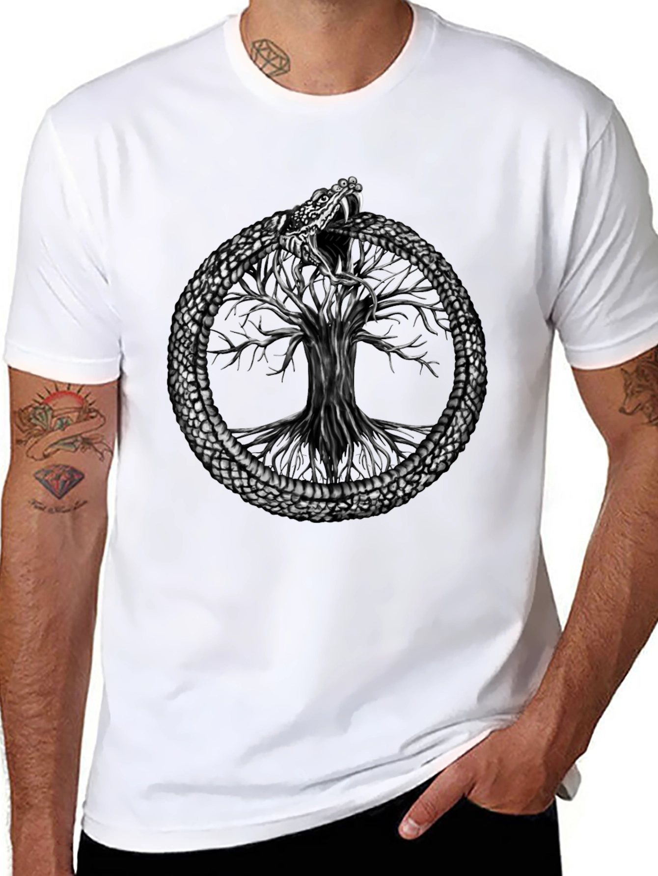 Ouroboros Snake Tree of Life Graphic Tee