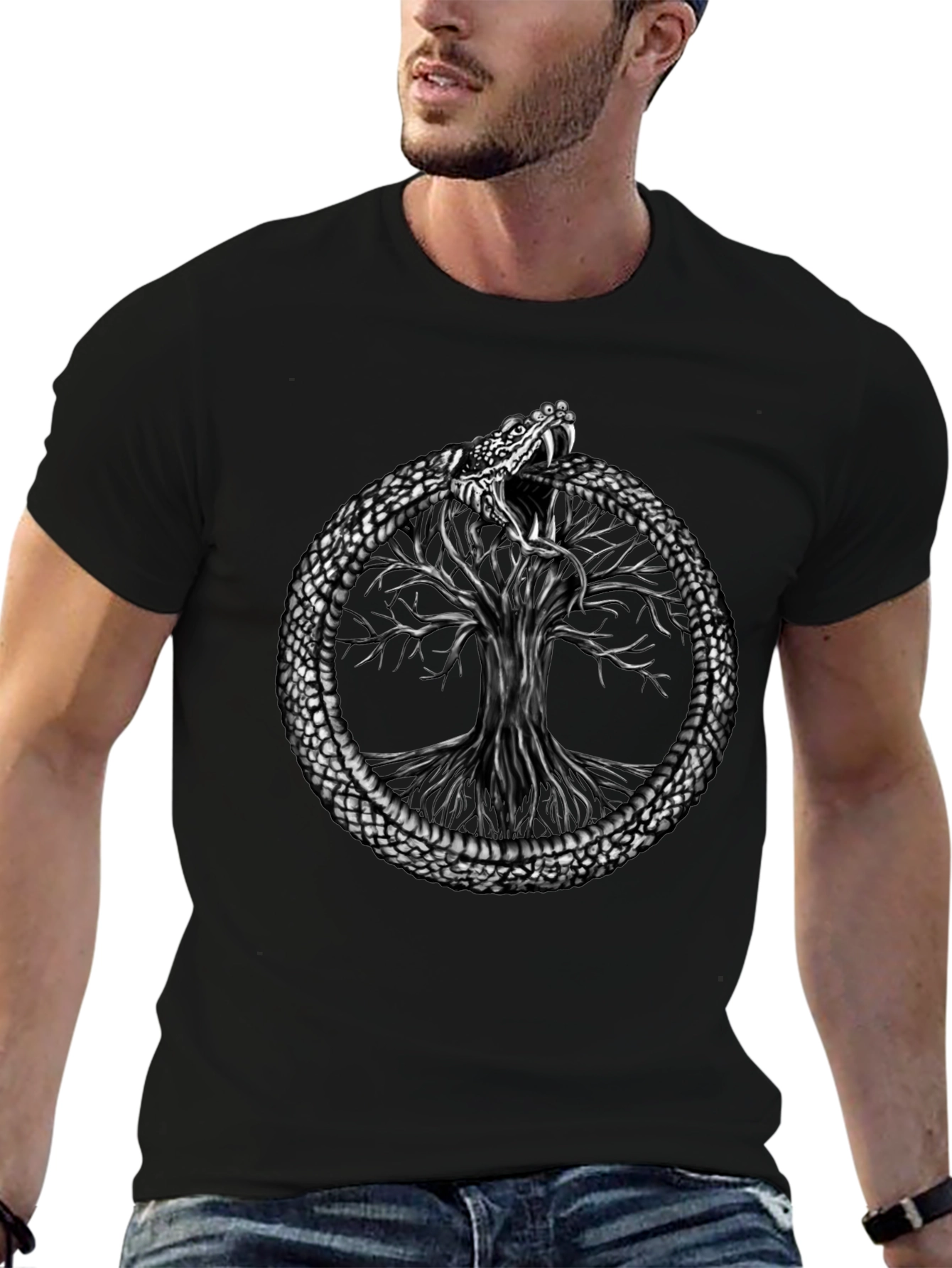 Ouroboros Snake Tree of Life Graphic Tee