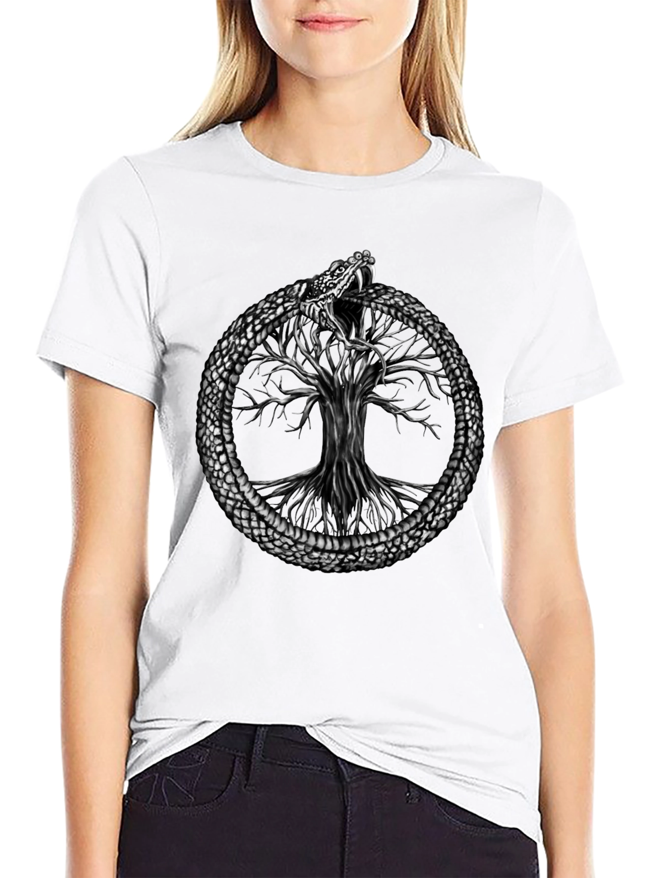 Ouroboros Snake Tree of Life Graphic Tee