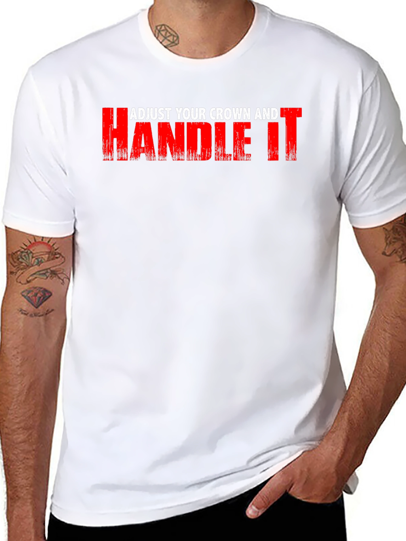 Adjust Your Crown and Handle It Black Graphic Tee