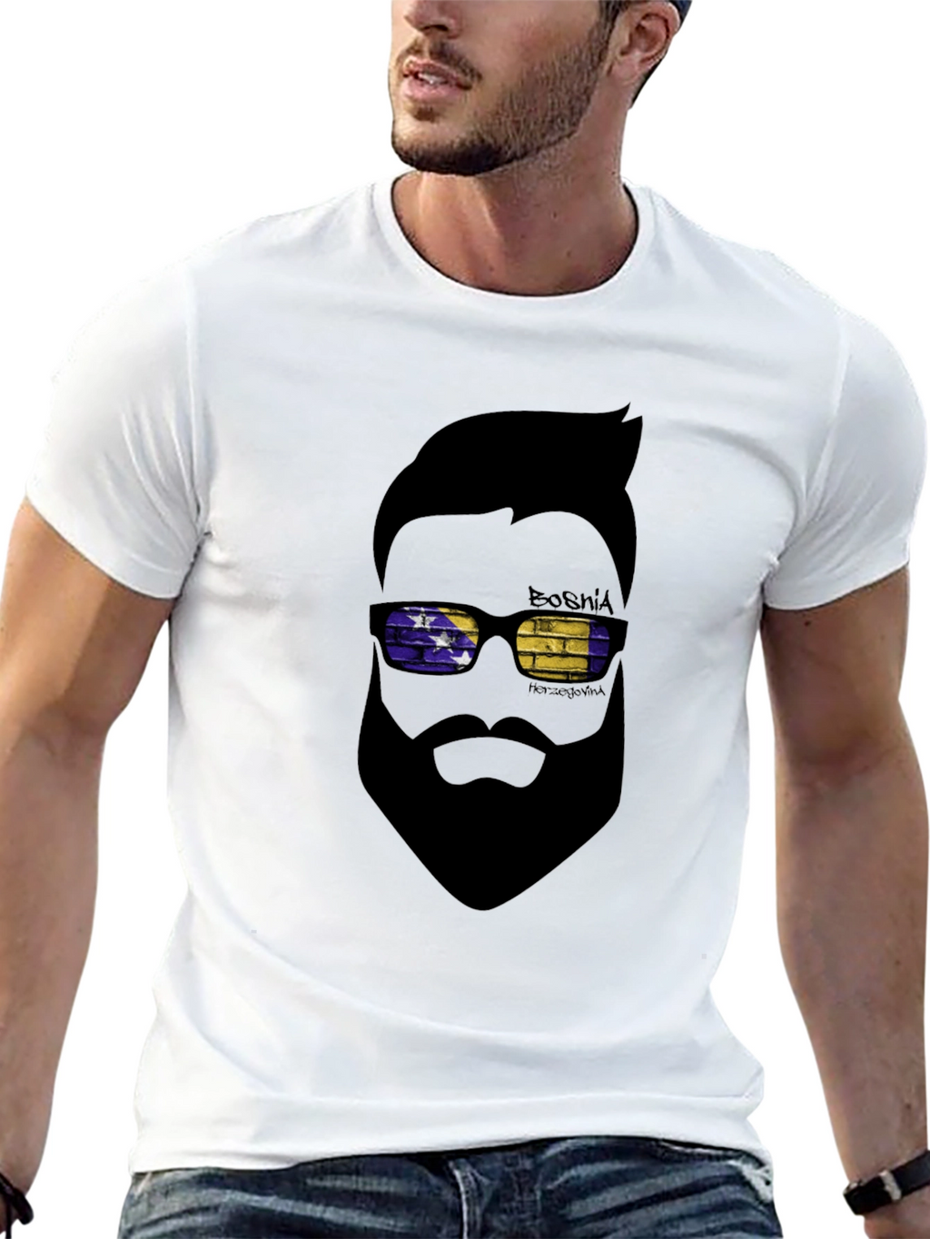 Bosnia Herzegovina T-Shirt Cool Bearded Man Design
