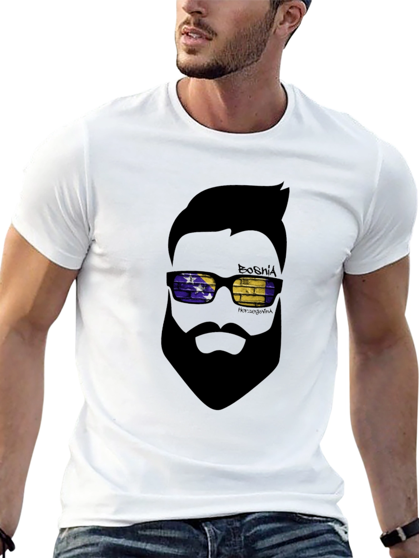 Bosnia Herzegovina T-Shirt Cool Bearded Man Design