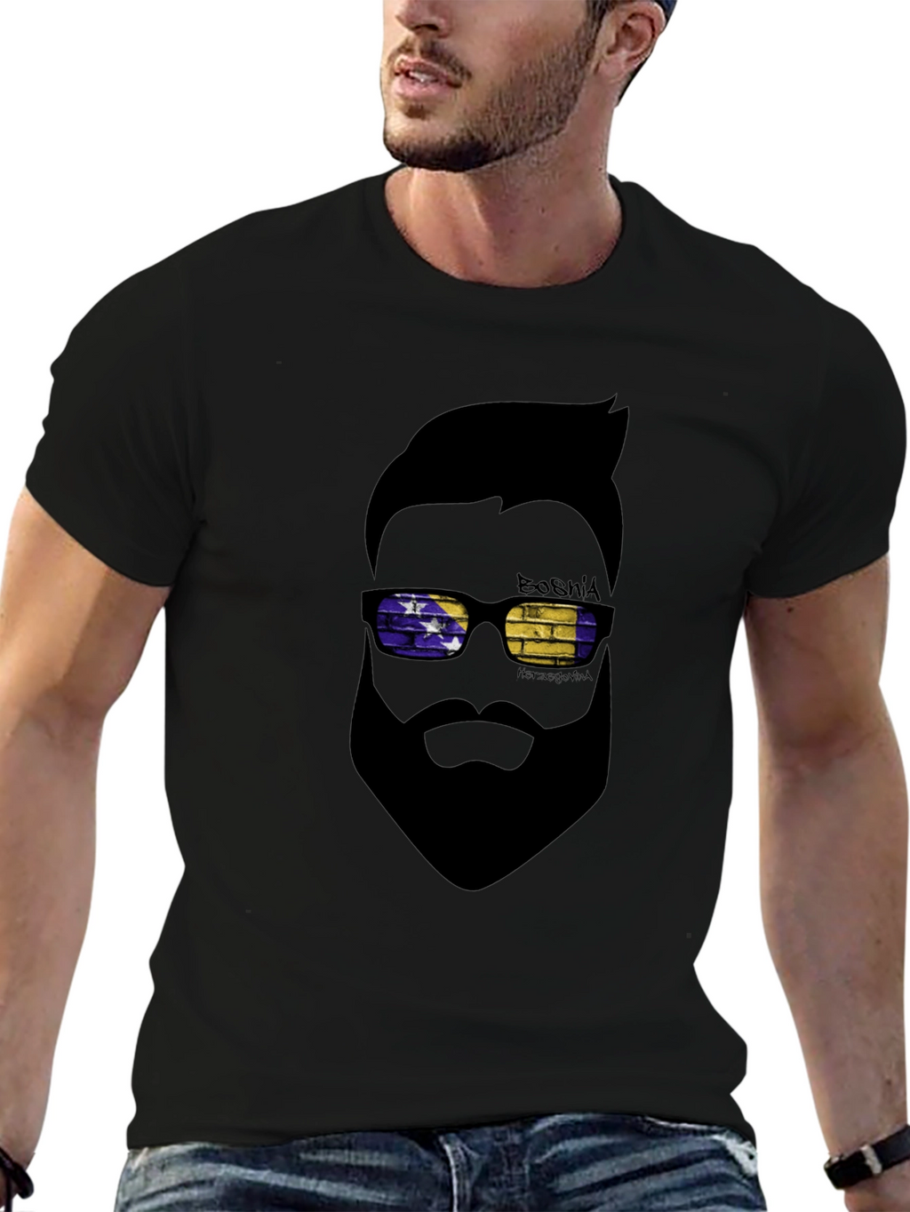 Bosnia Herzegovina T-Shirt Cool Bearded Man Design