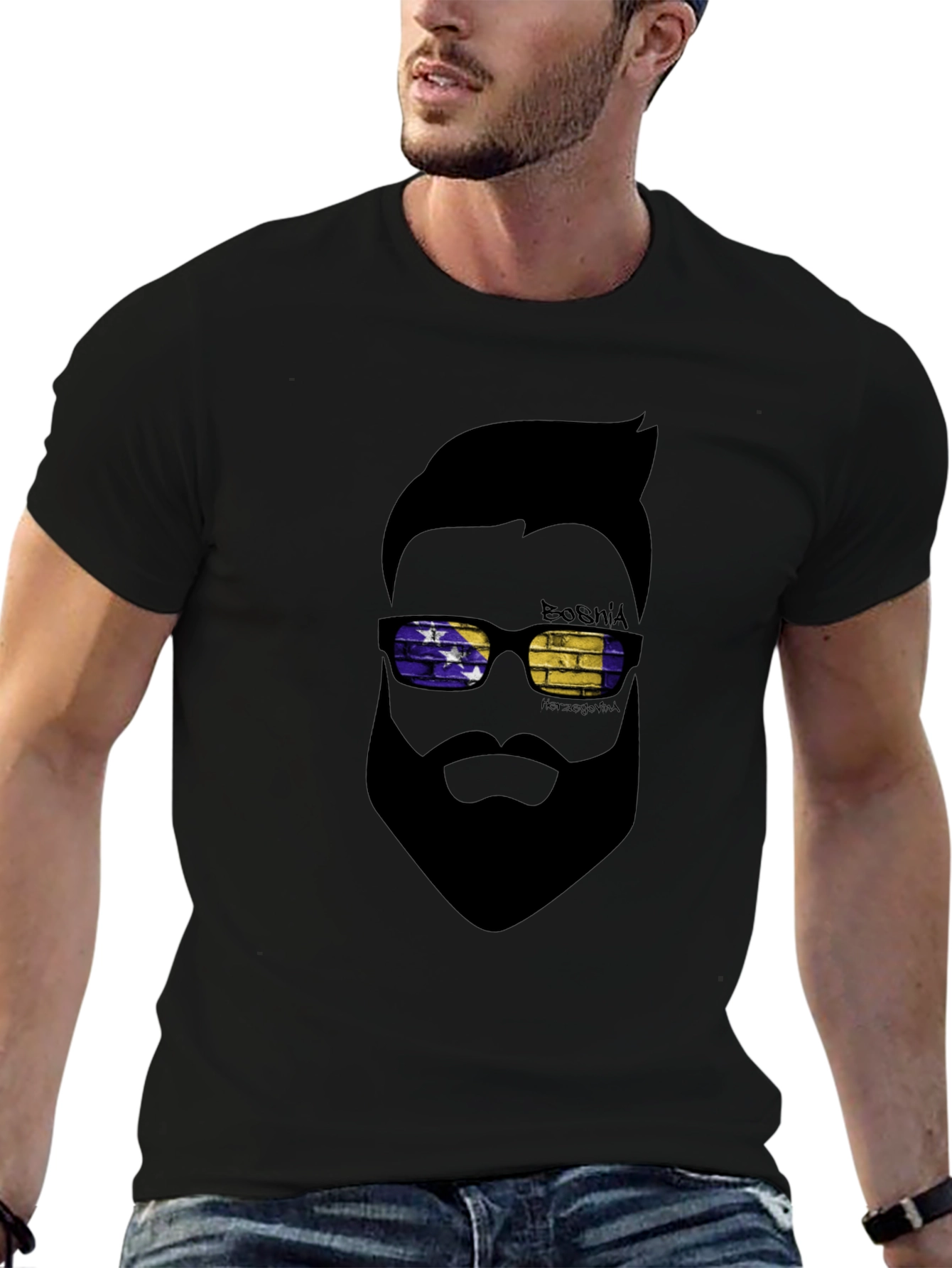 Bosnia Herzegovina T-Shirt Cool Bearded Man Design