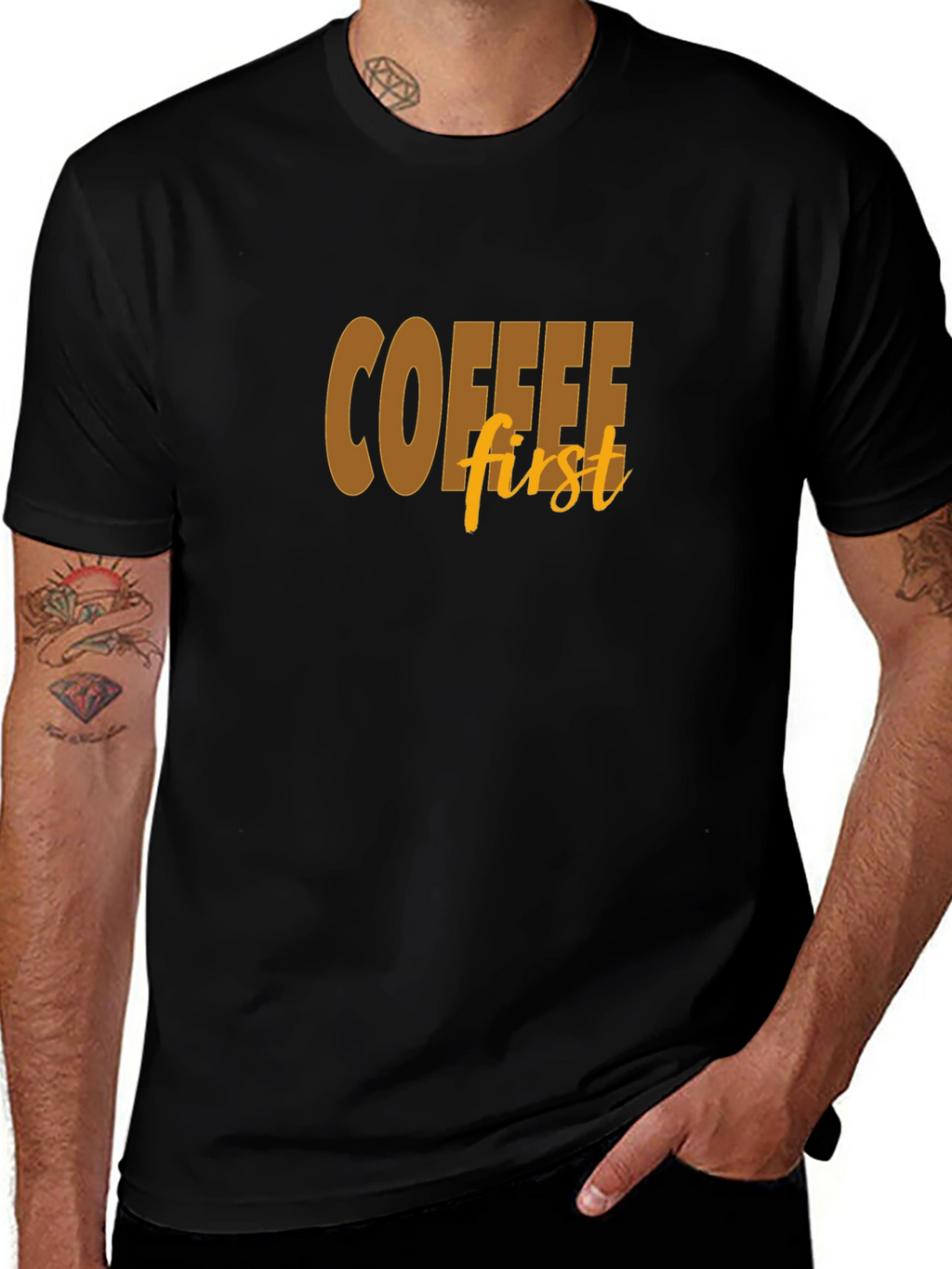 Coffee First Graphic Tee - Soft Cotton Blend