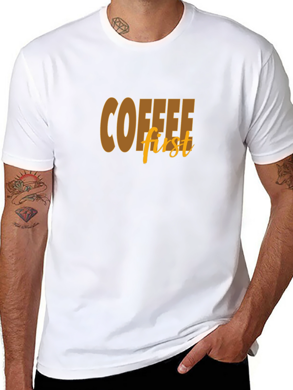 Coffee First Graphic Tee - Soft Cotton Blend