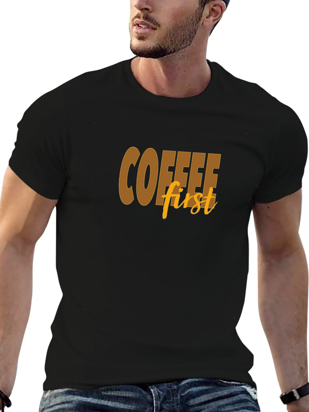 Coffee First Graphic Tee - Soft Cotton Blend