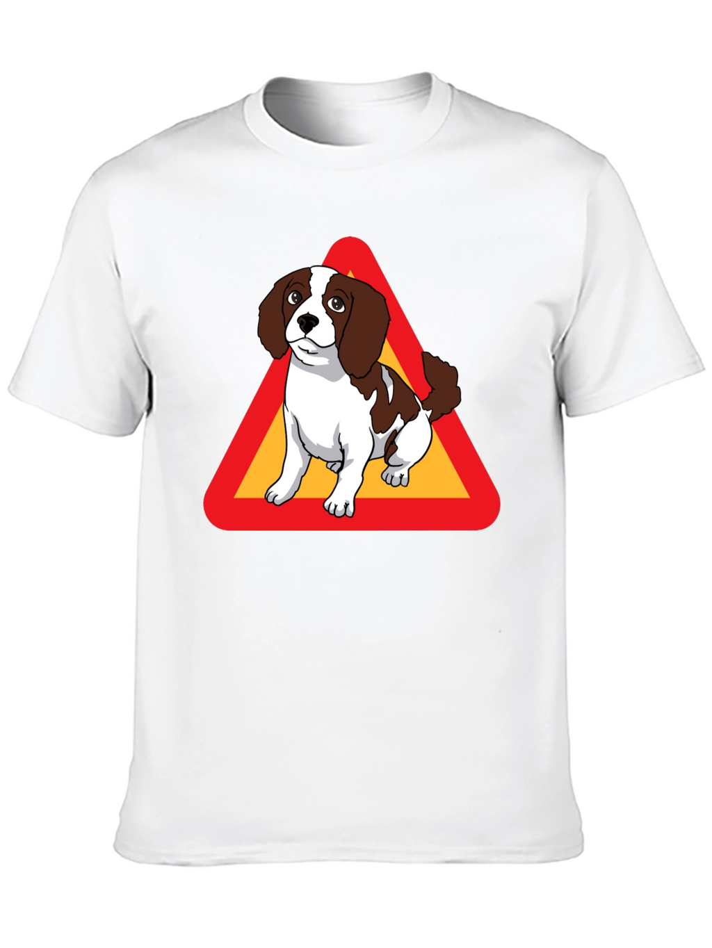 Dog Warning Sign Graphic Tee - Black Cotton T-Shirt