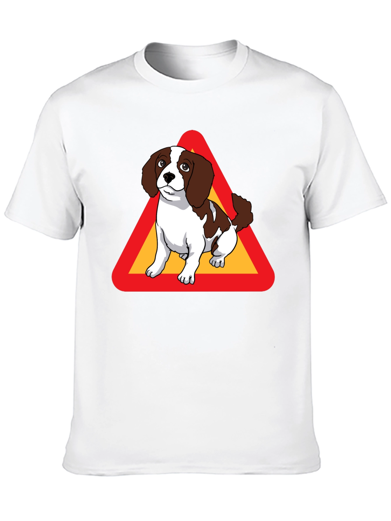 Dog Warning Sign Graphic Tee - Black Cotton T-Shirt