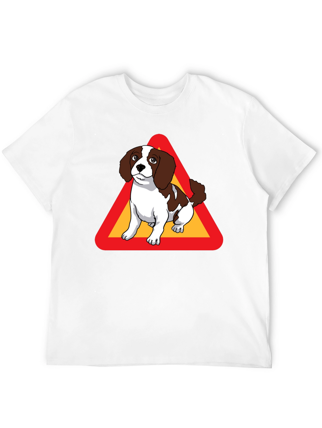Dog Warning Sign Graphic Tee - Black Cotton T-Shirt