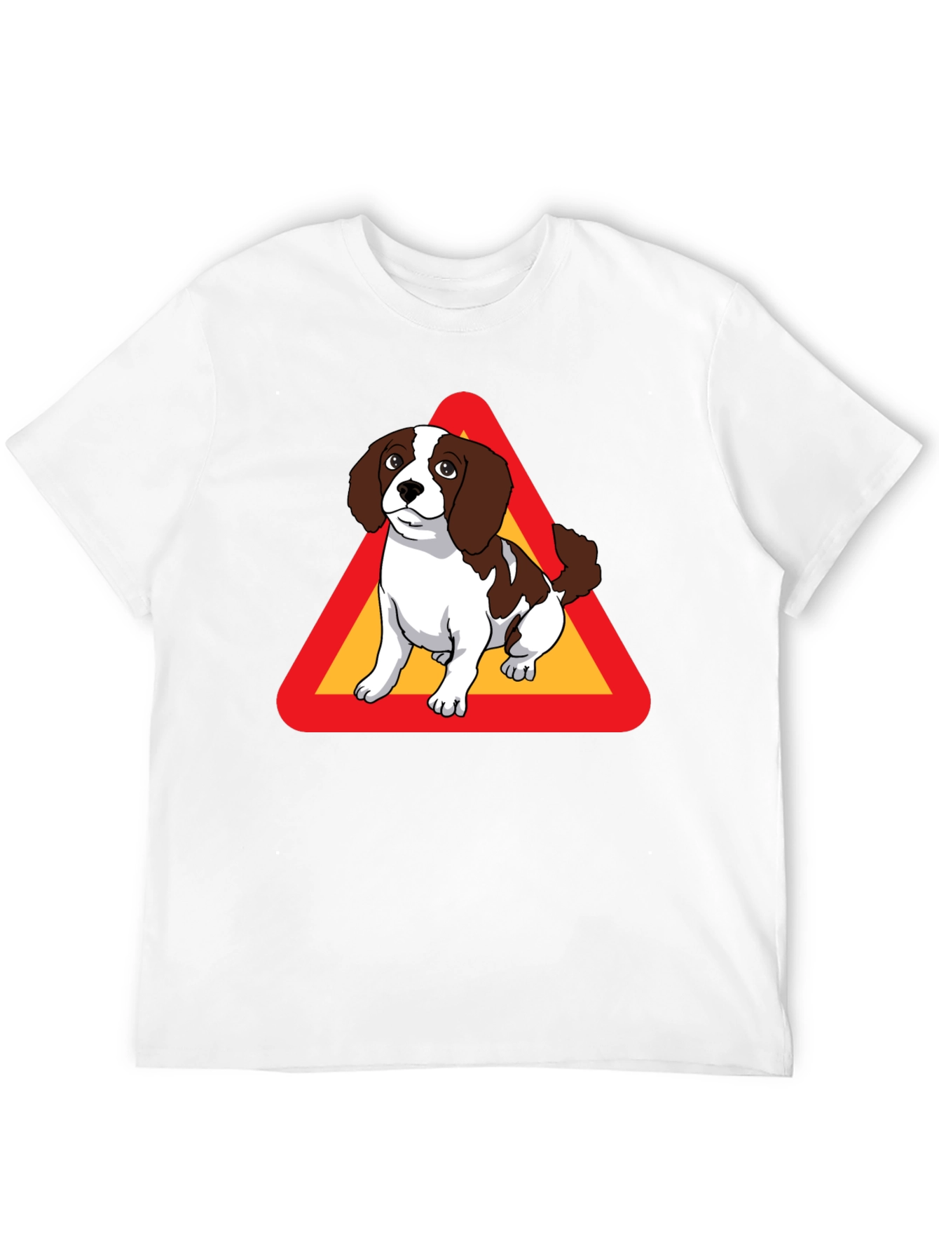 Dog Warning Sign Graphic Tee - Black Cotton T-Shirt