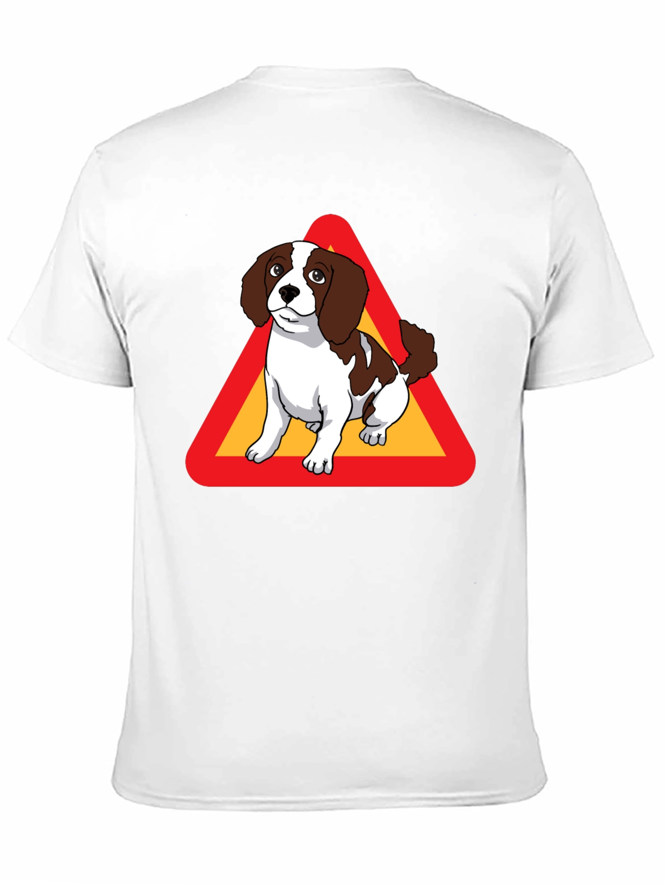 Dog Warning Sign Graphic Tee - Black Cotton T-Shirt