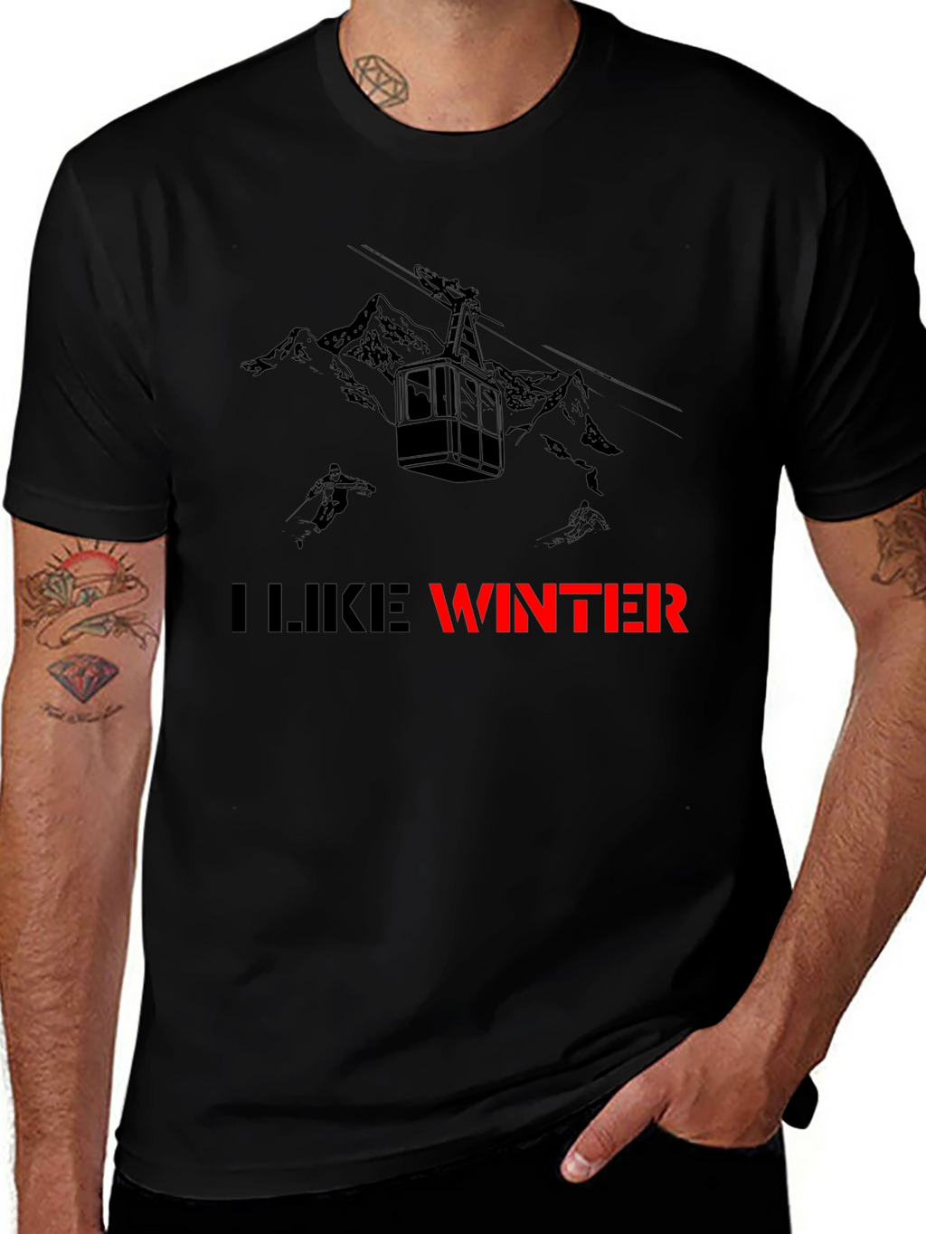 I Like Winter Graphic Tee - Black