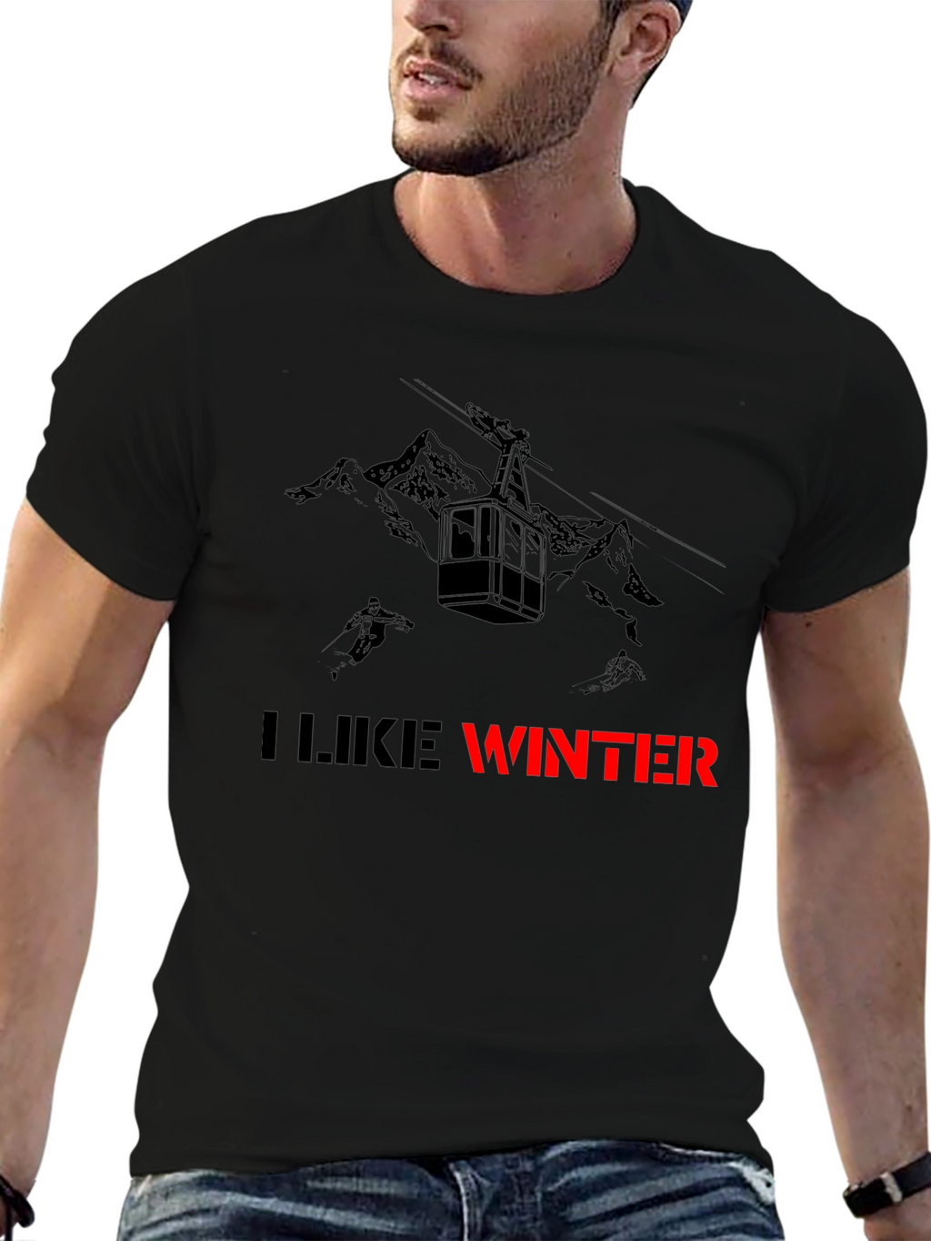 I Like Winter Graphic Tee - Black