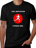 Motivated Fitness Girl Black T-Shirt