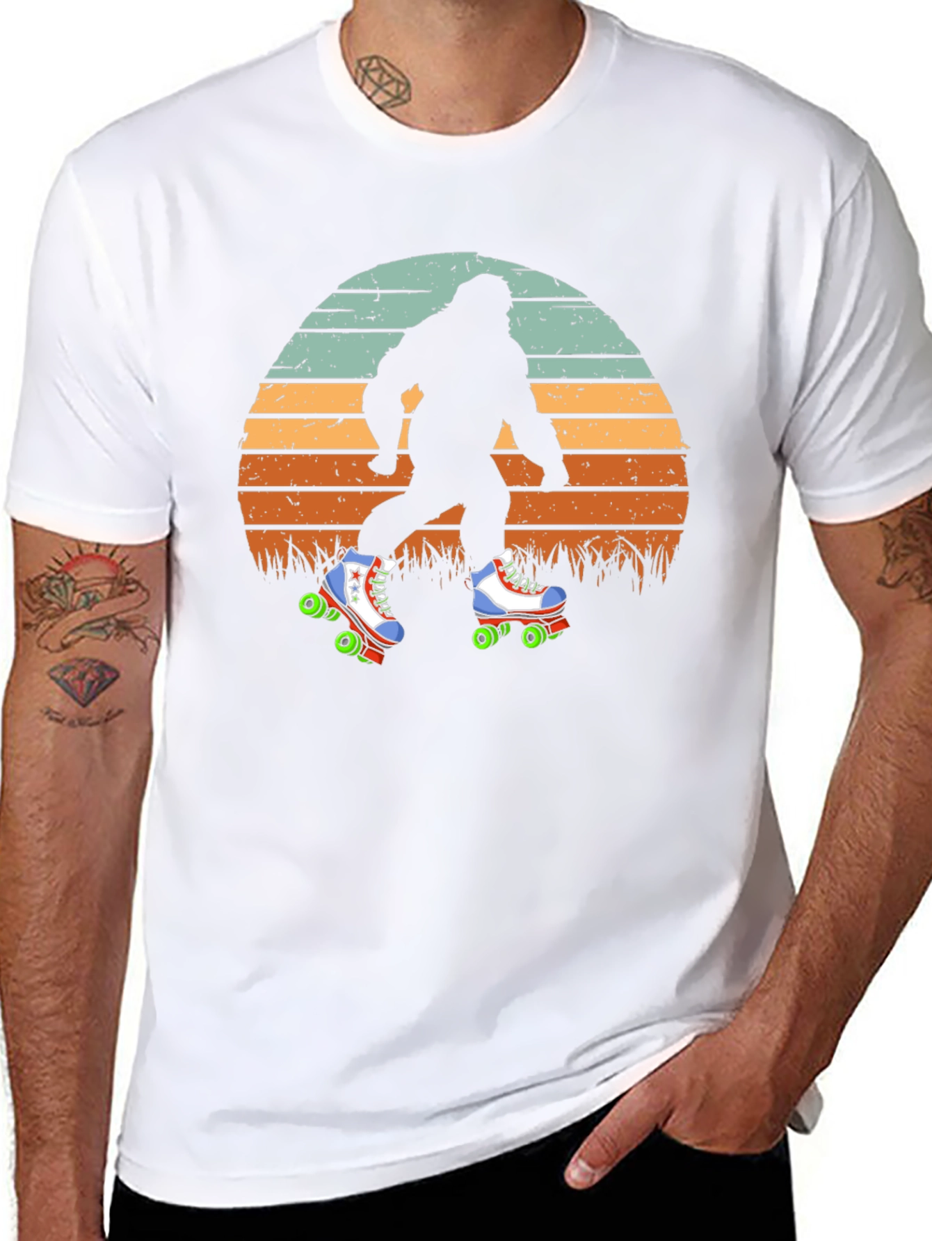 Bigfoot Roller Skating Sunset T-Shirt