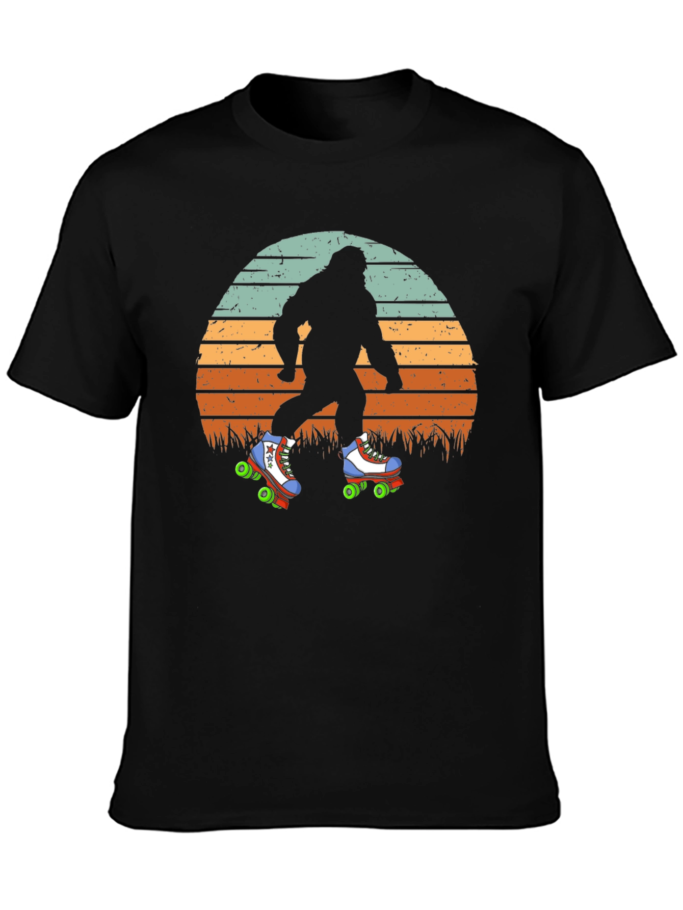 Bigfoot Roller Skating Sunset T-Shirt