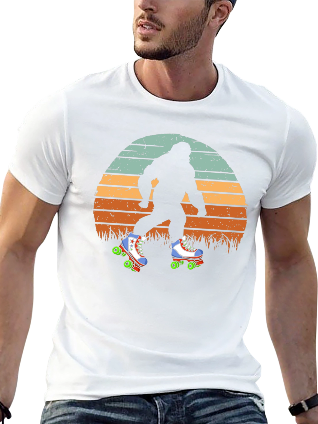 Bigfoot Roller Skating Sunset T-Shirt