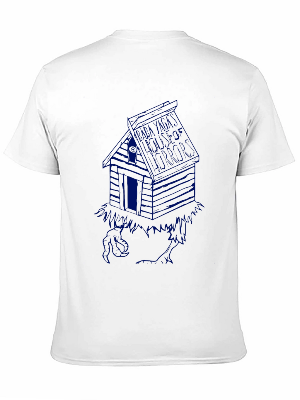Black T-Shirt with Blue Cabin Graphic
