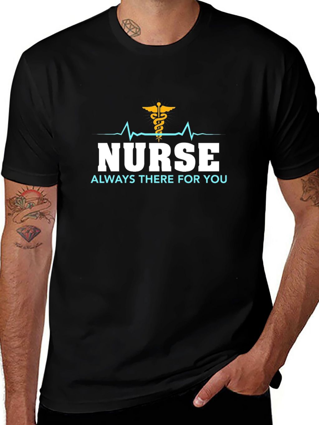 Nurse Always There T-Shirt - Black Cotton Tee