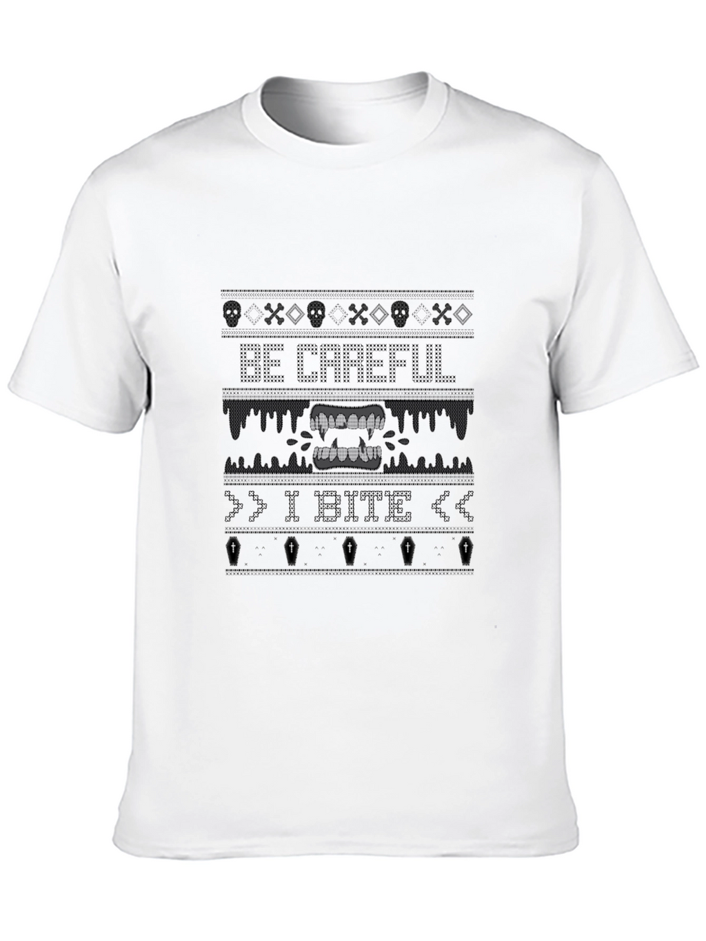 Be Careful I Bite Novelty Graphic Tee - Black