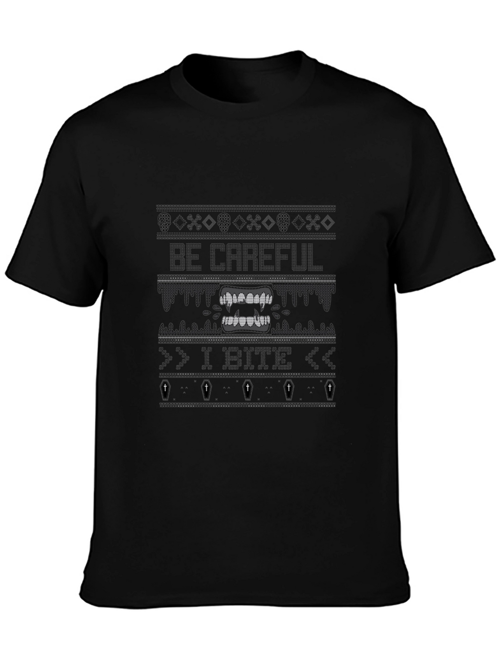 Be Careful I Bite Novelty Graphic Tee - Black