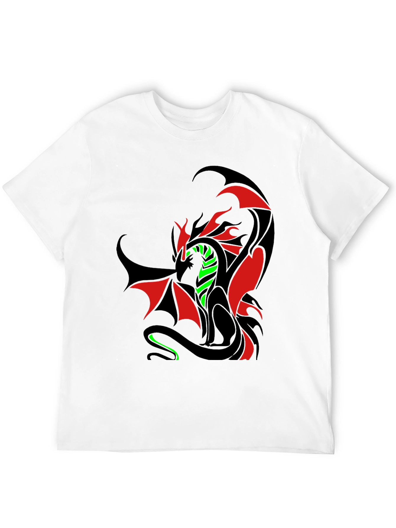 Dragon Graphic T-Shirt - Red Green & Black Design