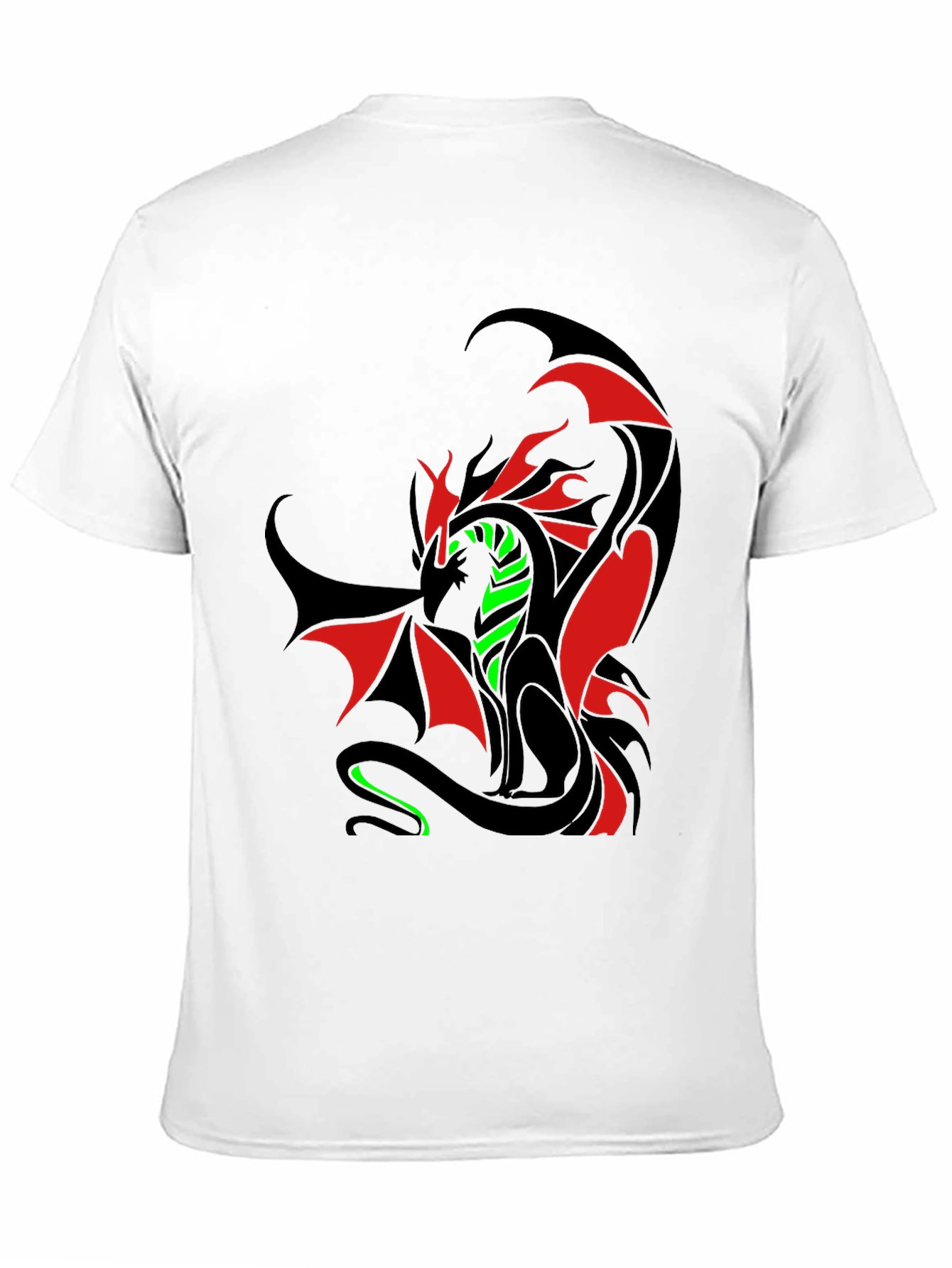 Dragon Graphic T-Shirt - Red Green & Black Design
