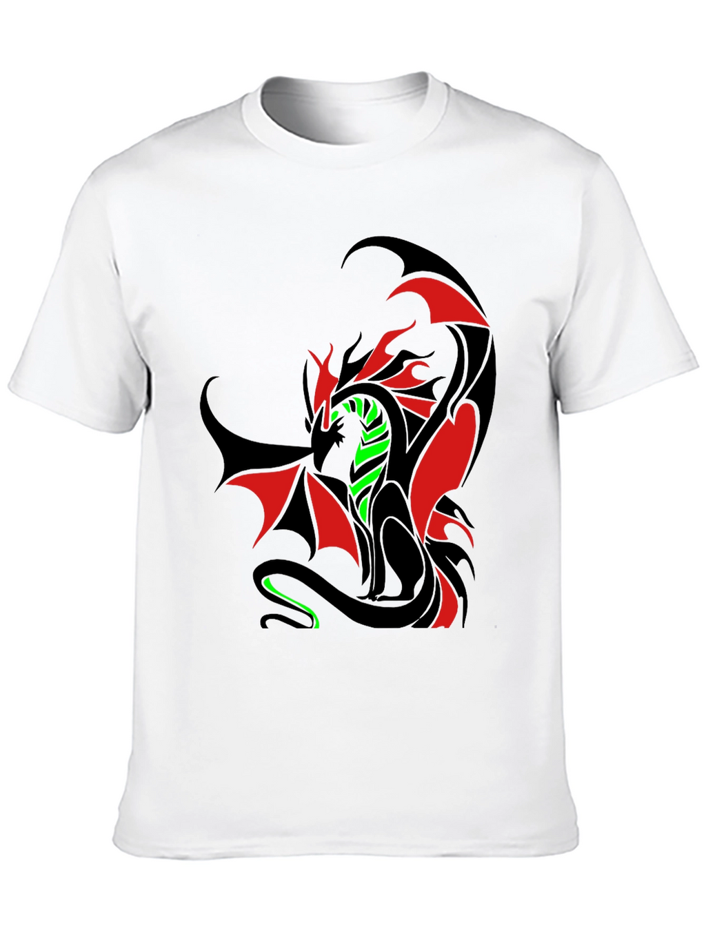 Dragon Graphic T-Shirt - Red Green & Black Design