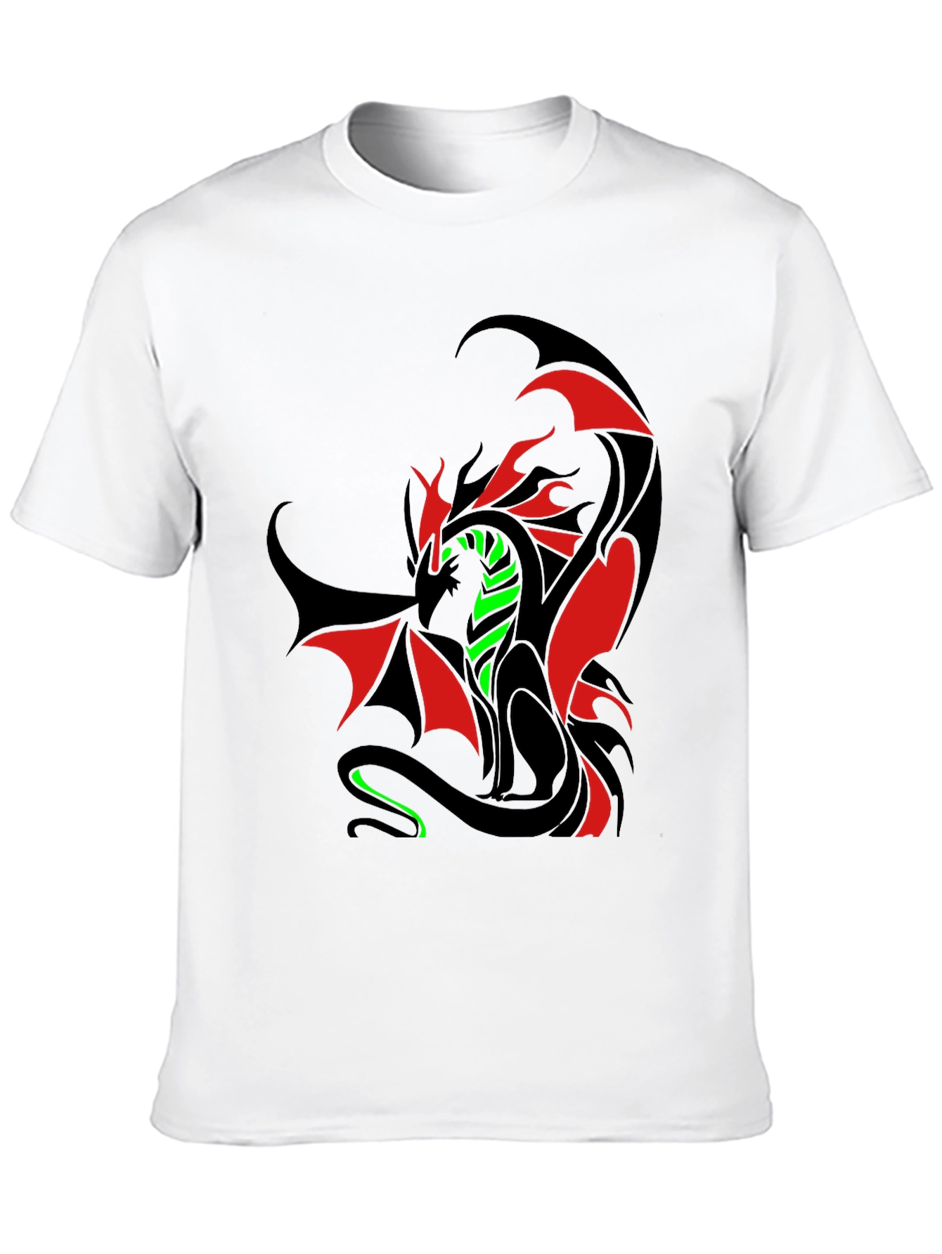 Dragon Graphic T-Shirt - Red Green & Black Design