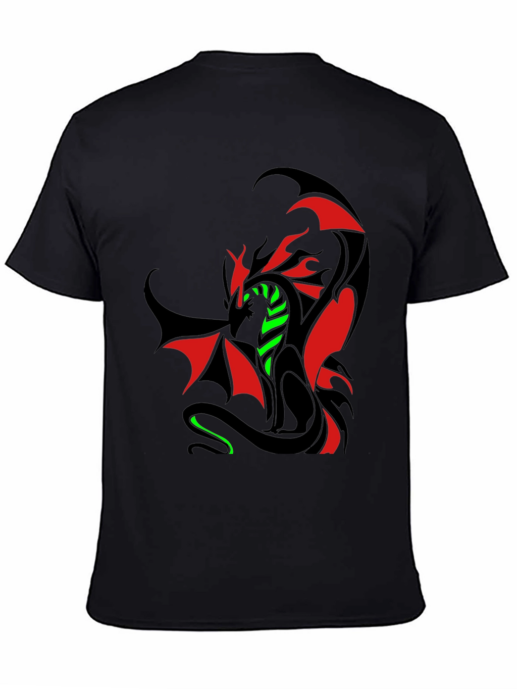 Dragon Graphic T-Shirt - Red Green & Black Design