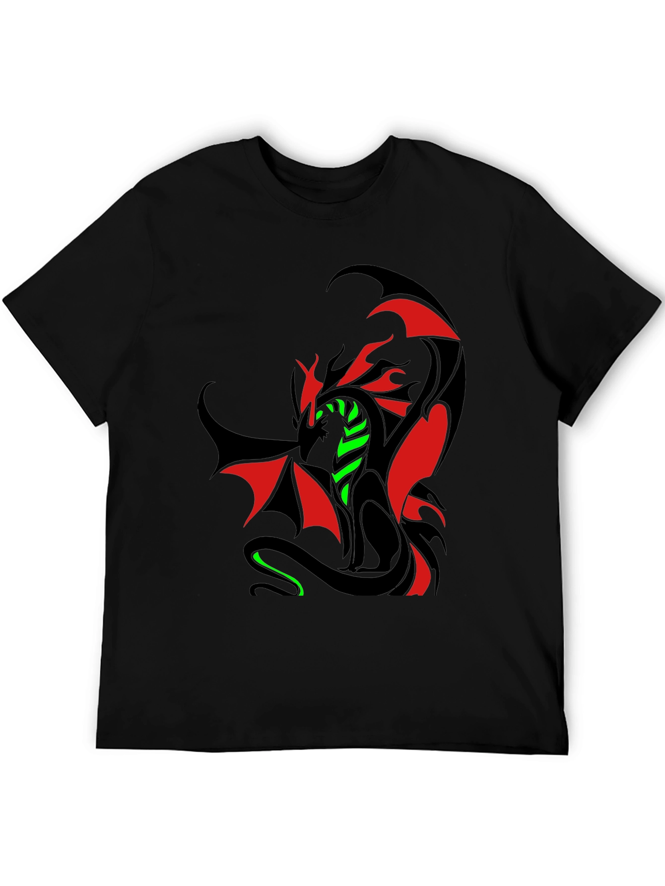 Dragon Graphic T-Shirt - Red Green & Black Design