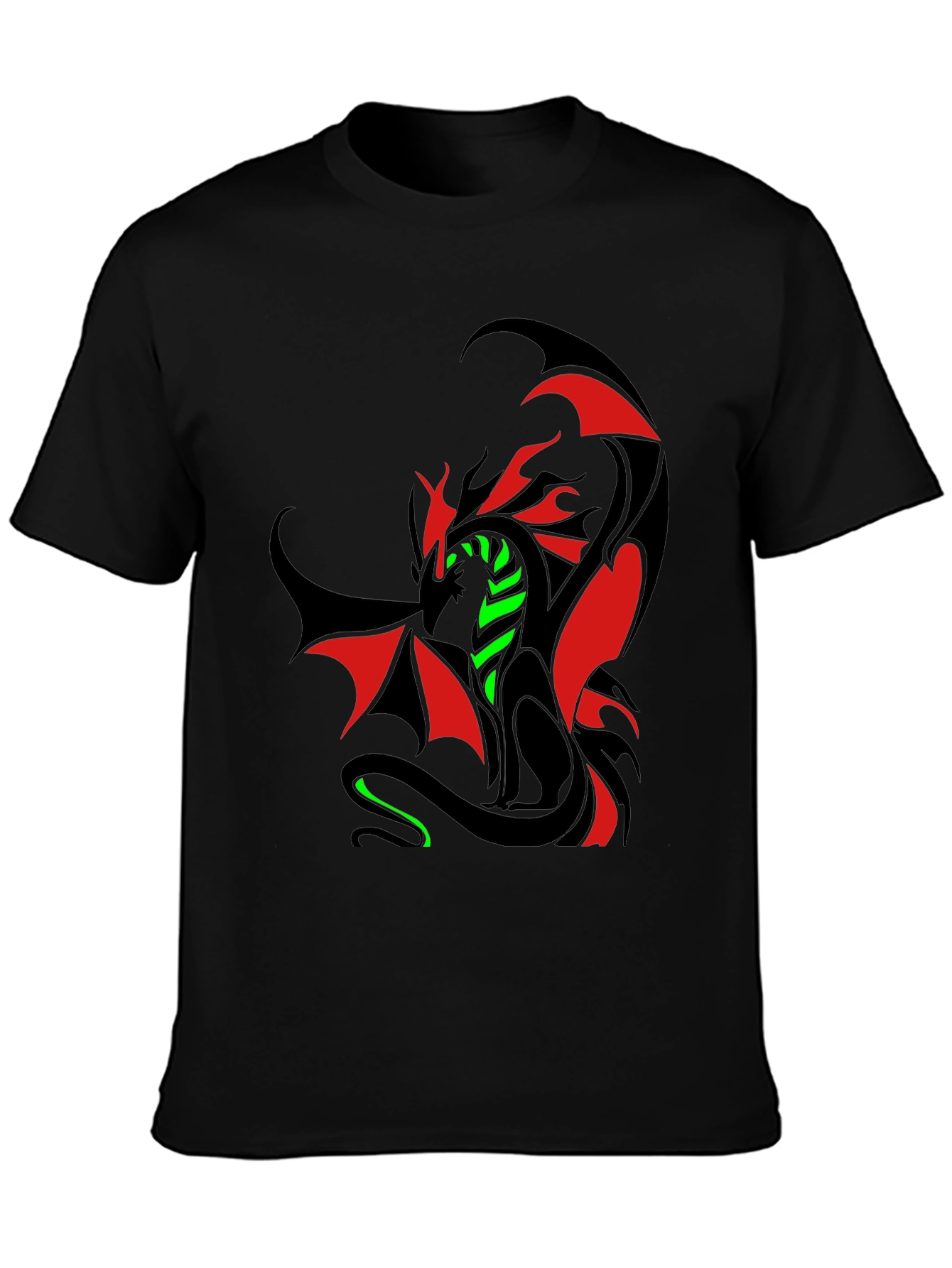Dragon Graphic T-Shirt - Red Green & Black Design